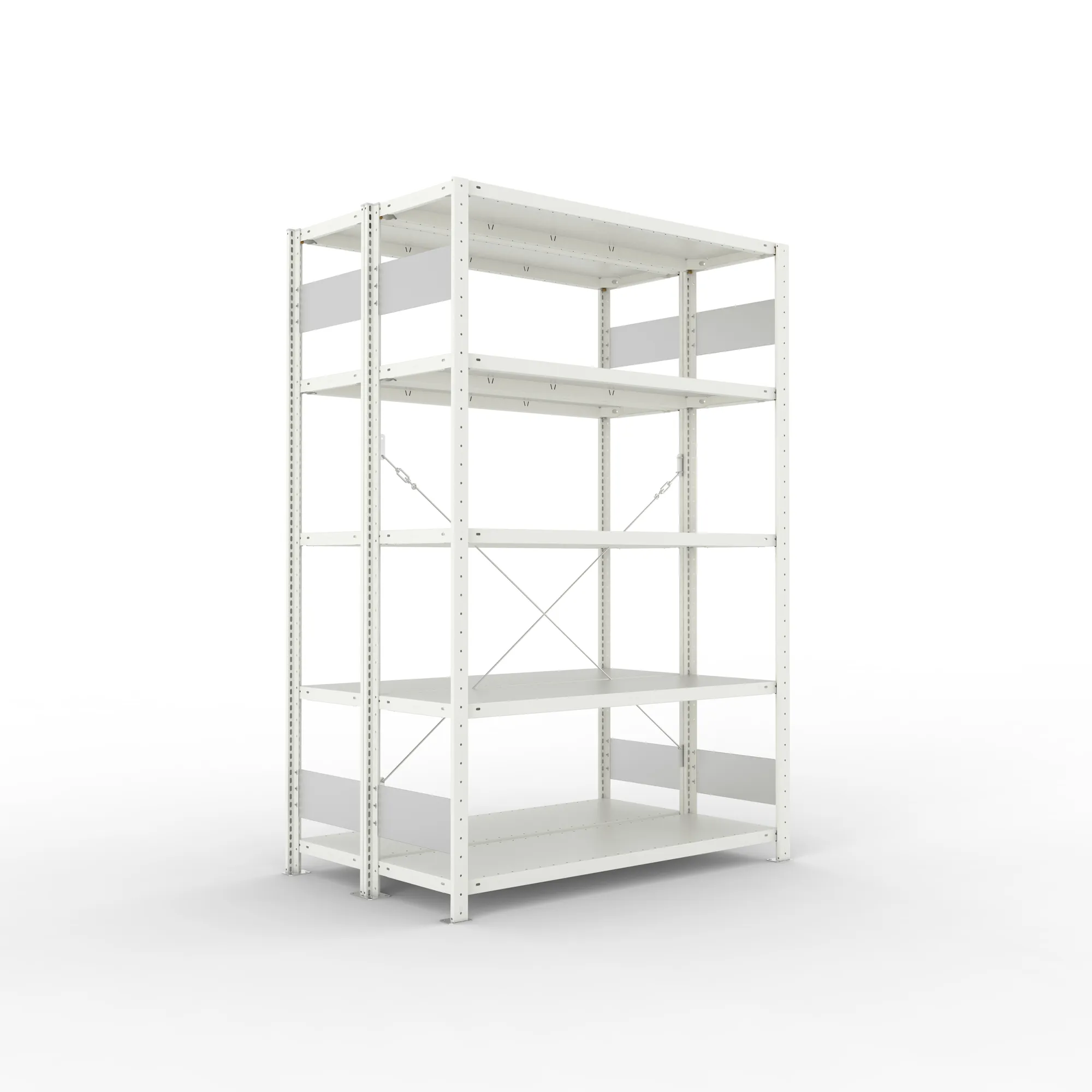 META CLIP S3 | Fachbodenregal | Doppel-Grundregal | 2000 x 1300 x 400 mm | Fachlast 230 kg | 4+1 Ebenen | RAL 7035