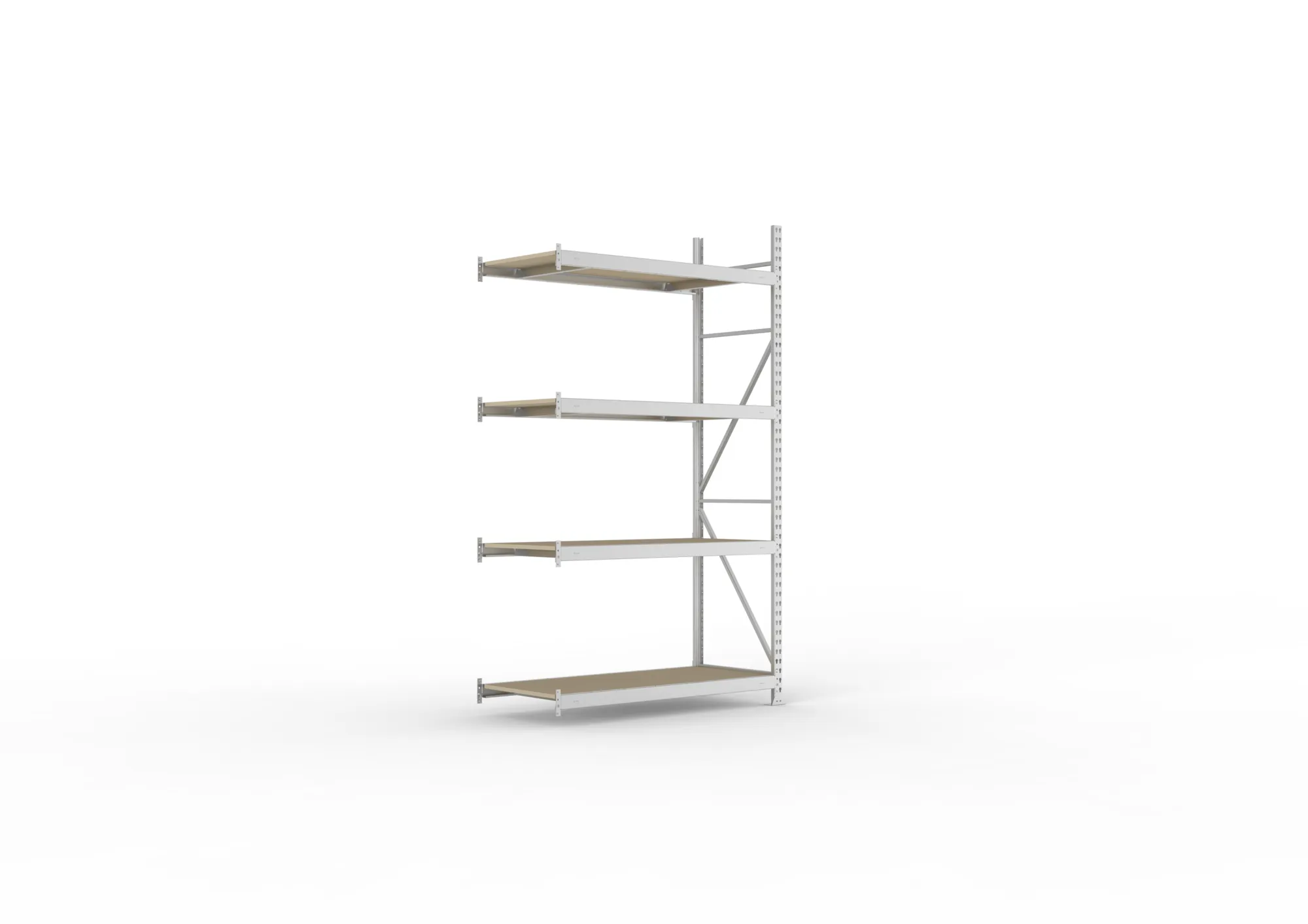 META MINI-RACK Weitspannregal | Anbauregal | 2500 x 1400 x 650 mm | Fachlast 600 kg | Spanplattenböden | 4 Ebenen
