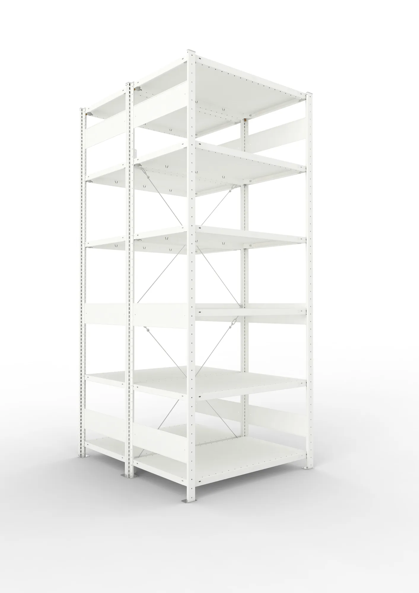 META CLIP | Fachbodenregal | Doppel-Grundregal | 2500 x 1000 x 600 mm | Fachlast 150 kg | 5+1 Ebenen | RAL 7035