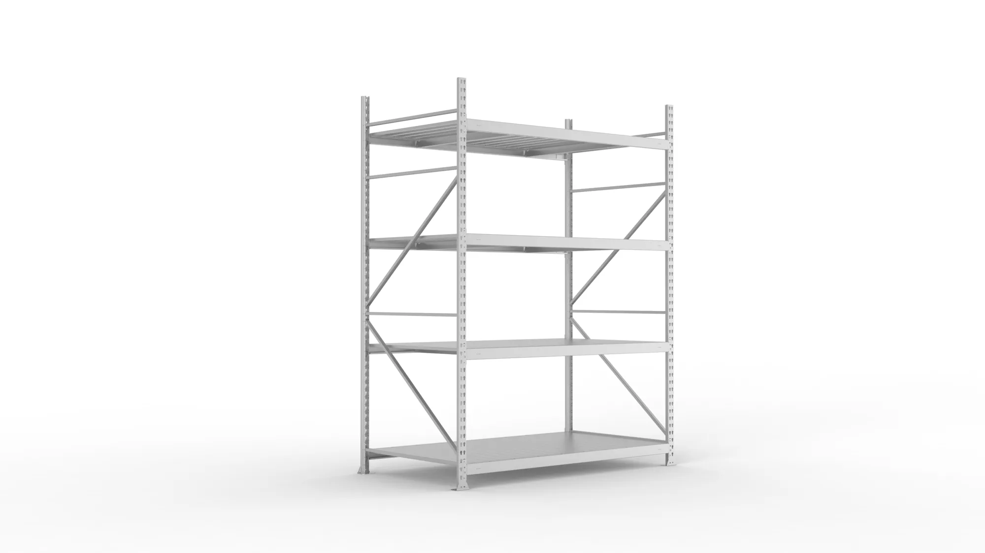 META MINI-RACK Weitspannregal | Grundregal | 2500 x 1800 x 1050 mm | Fachlast 600 kg | Stahlpaneelböden | 4 Ebenen