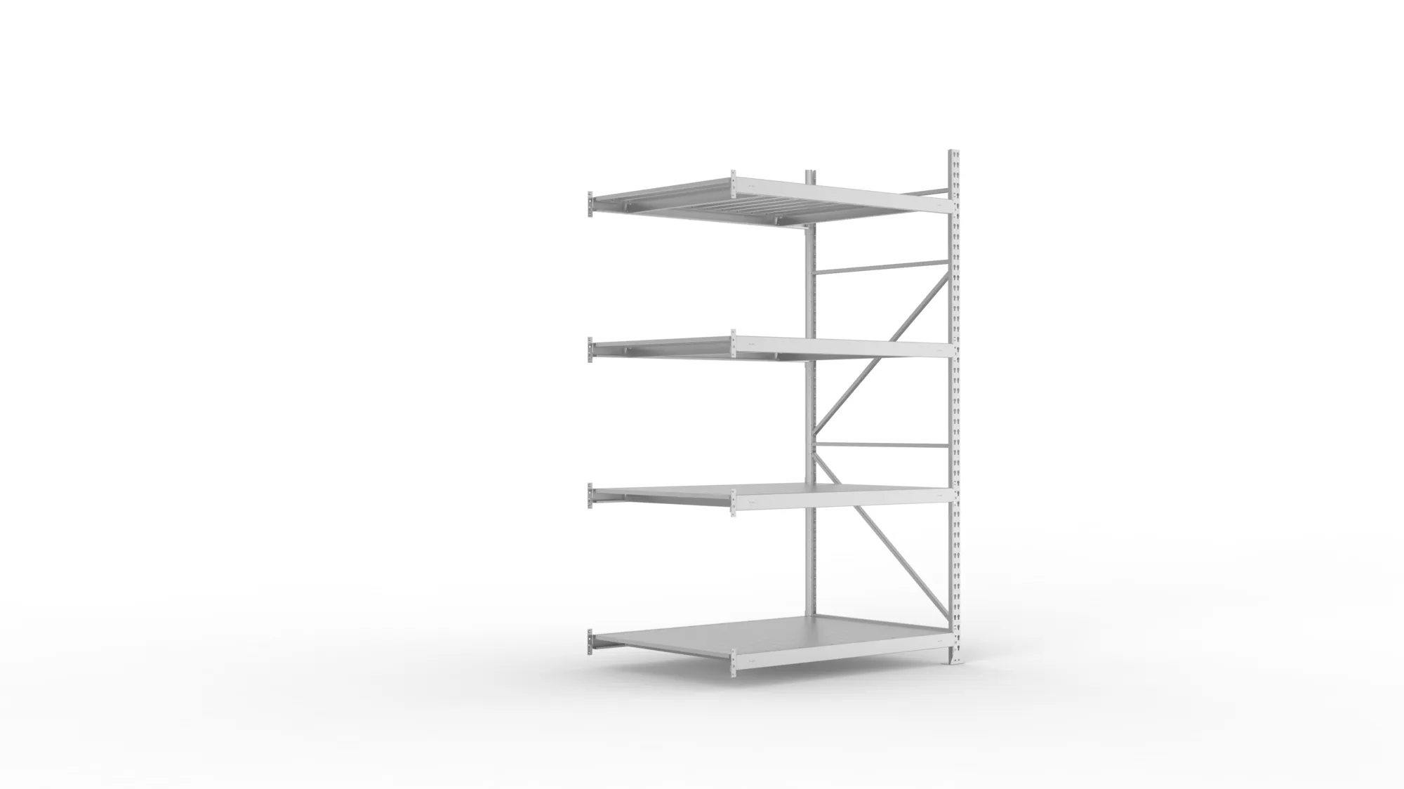 META MINI-RACK Weitspannregal | Anbauregal | 2500 x 1400 x 1050 mm | Fachlast 600 kg | Stahlpaneelböden | 4 Ebenen