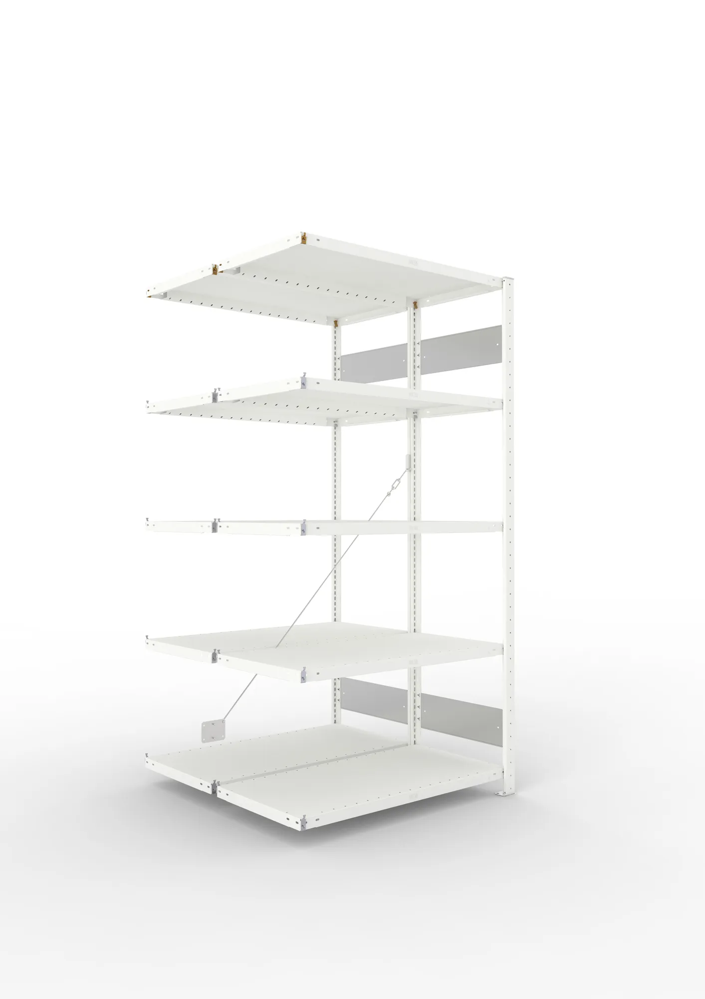 META CLIP S3 | Fachbodenregal | Doppel-Anbauregal | 2000 x 1000 x 500 mm | Fachlast 230 kg | 4+1 Ebenen | RAL 7035