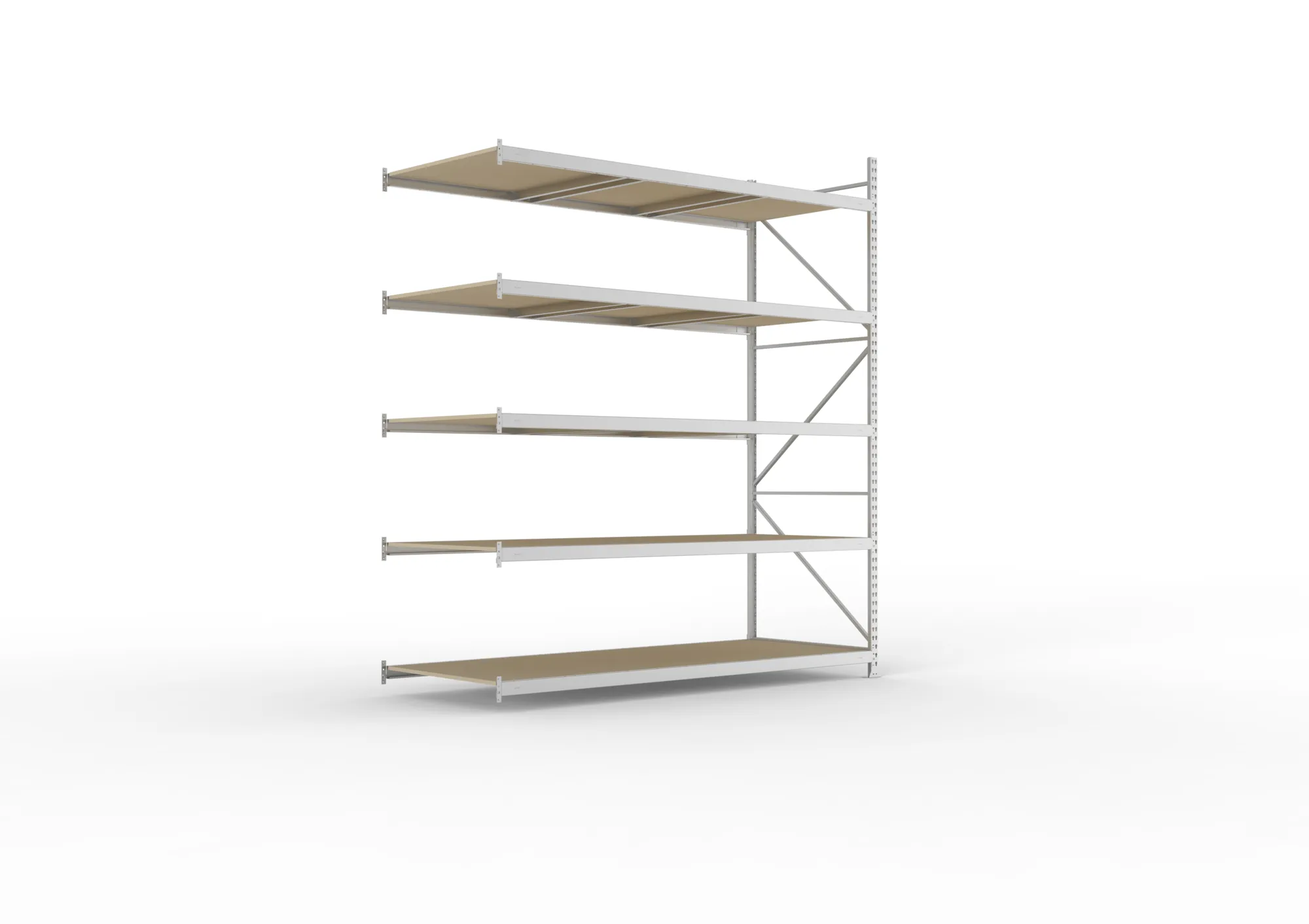 META MINI-RACK Weitspannregal | Anbauregal | 3000 x 2600 x 1050 mm | Fachlast 490 kg | Spanplattenböden | 5 Ebenen