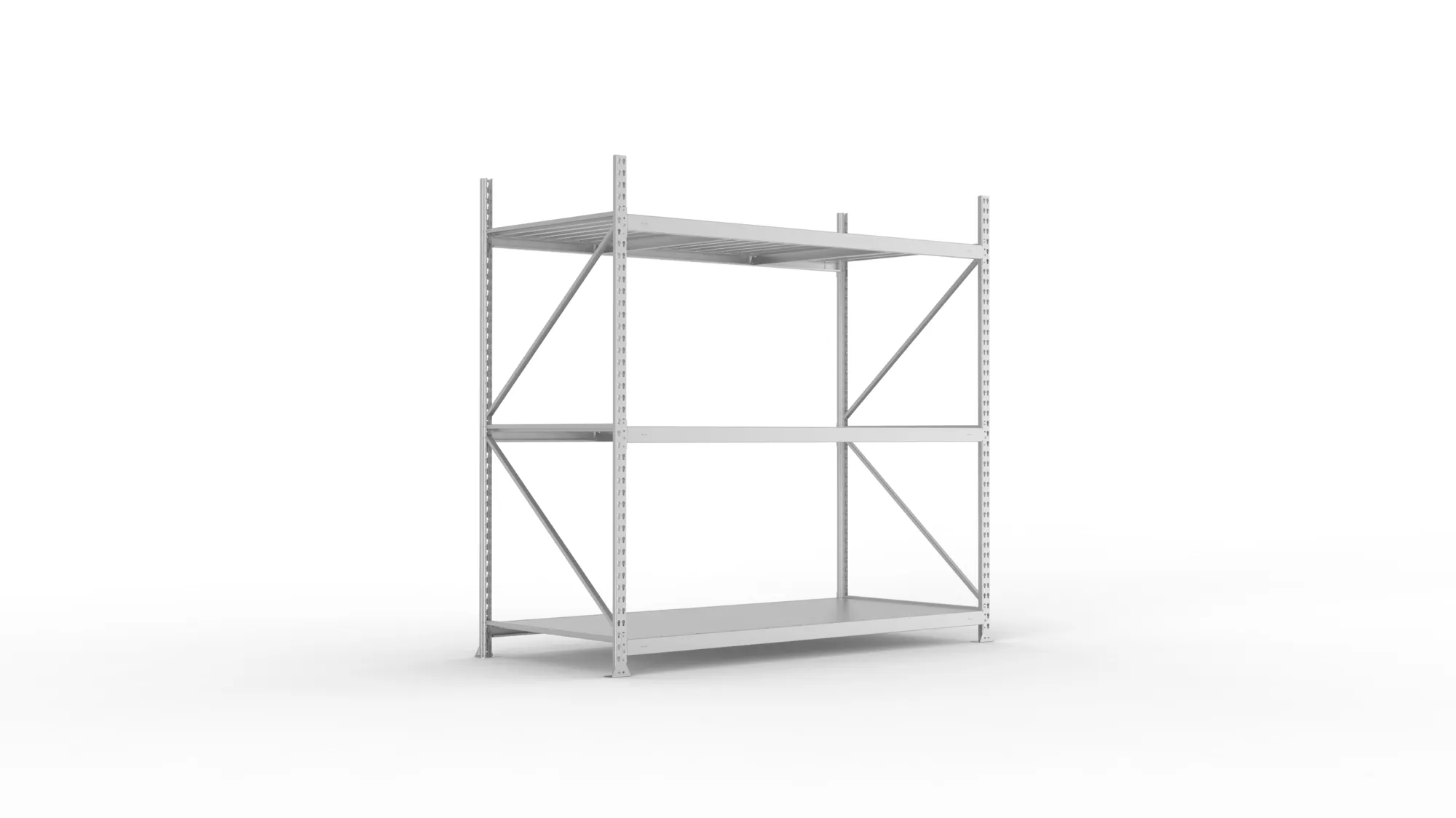 META MINI-RACK Weitspannregal | Grundregal | 2200 x 2200 x 1050 mm | Fachlast 600 kg | Stahlpaneelböden | 3 Ebenen