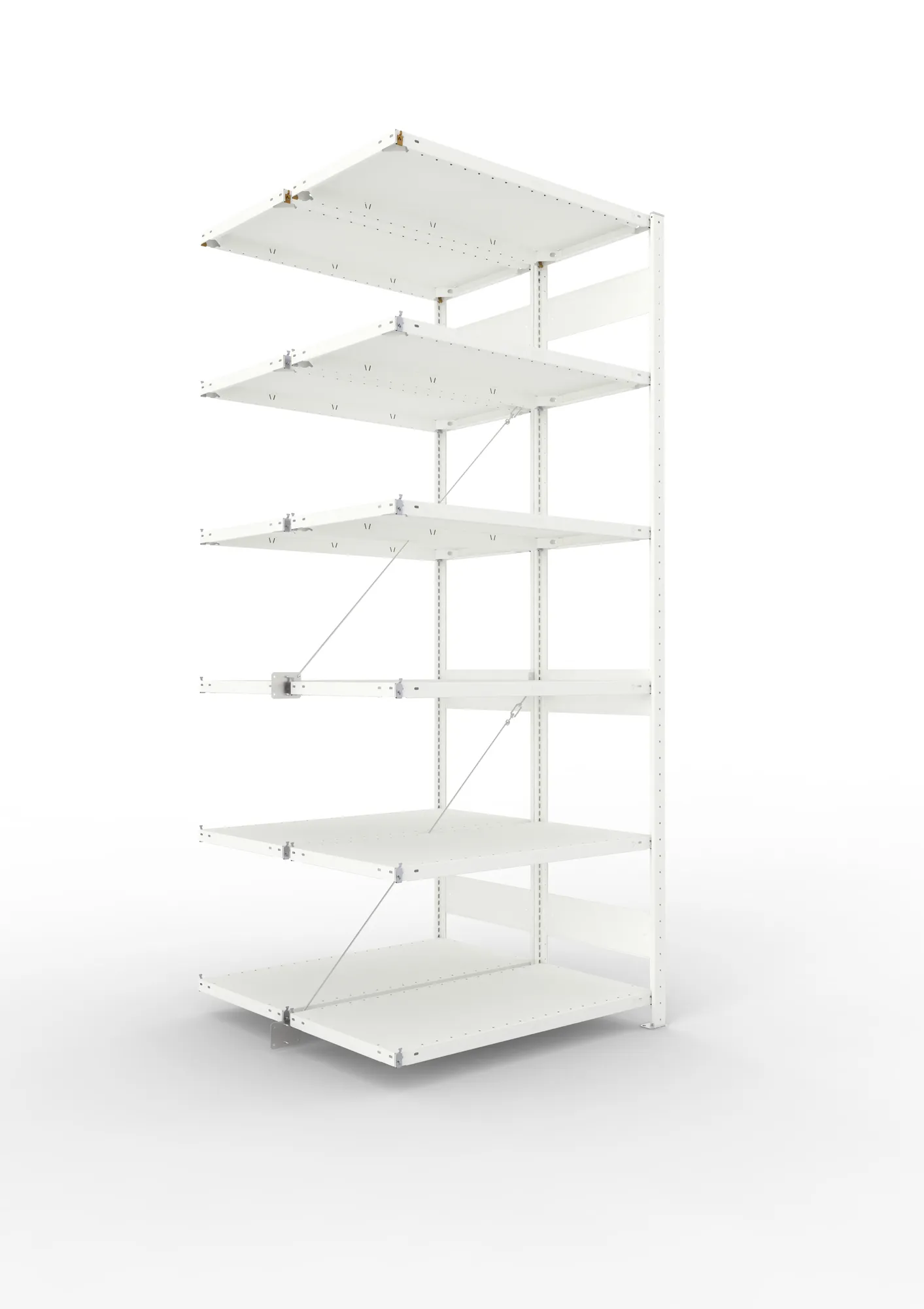 META CLIP | Fachbodenregal | Doppel-Anbauregal | 2500 x 1000 x 500 mm | Fachlast 150 kg | 5+1 Ebenen | RAL 7035