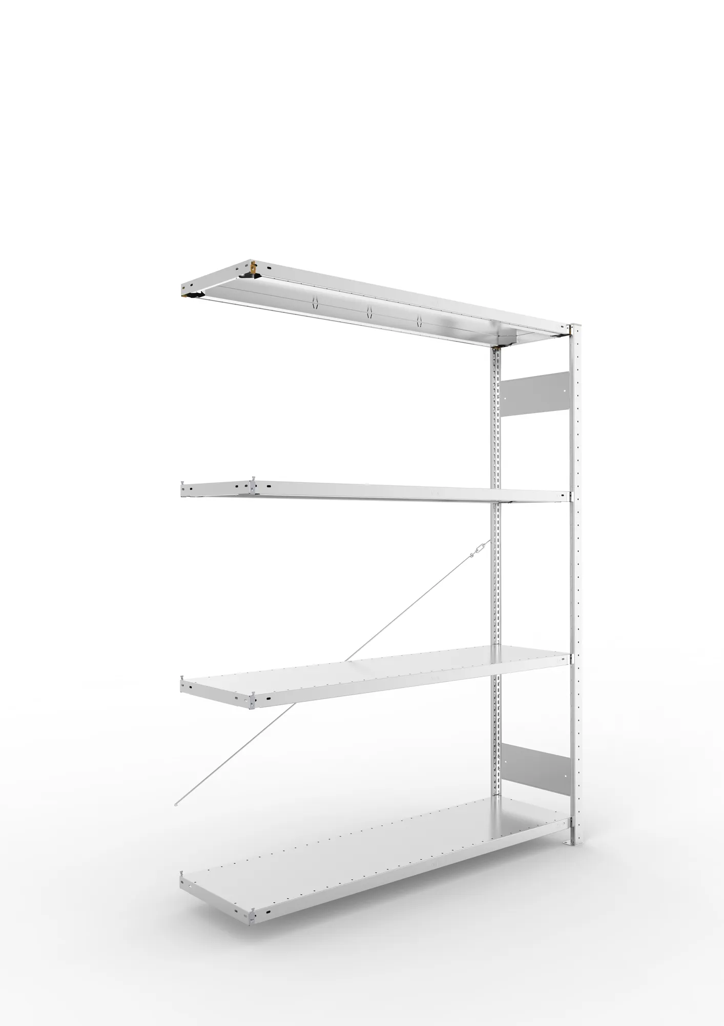 META CLIP S3 | Fachbodenregal | Anbauregal | 2000 x 1500 x 400 mm | Fachlast 200 kg | 3+1 Ebenen | verzinkt