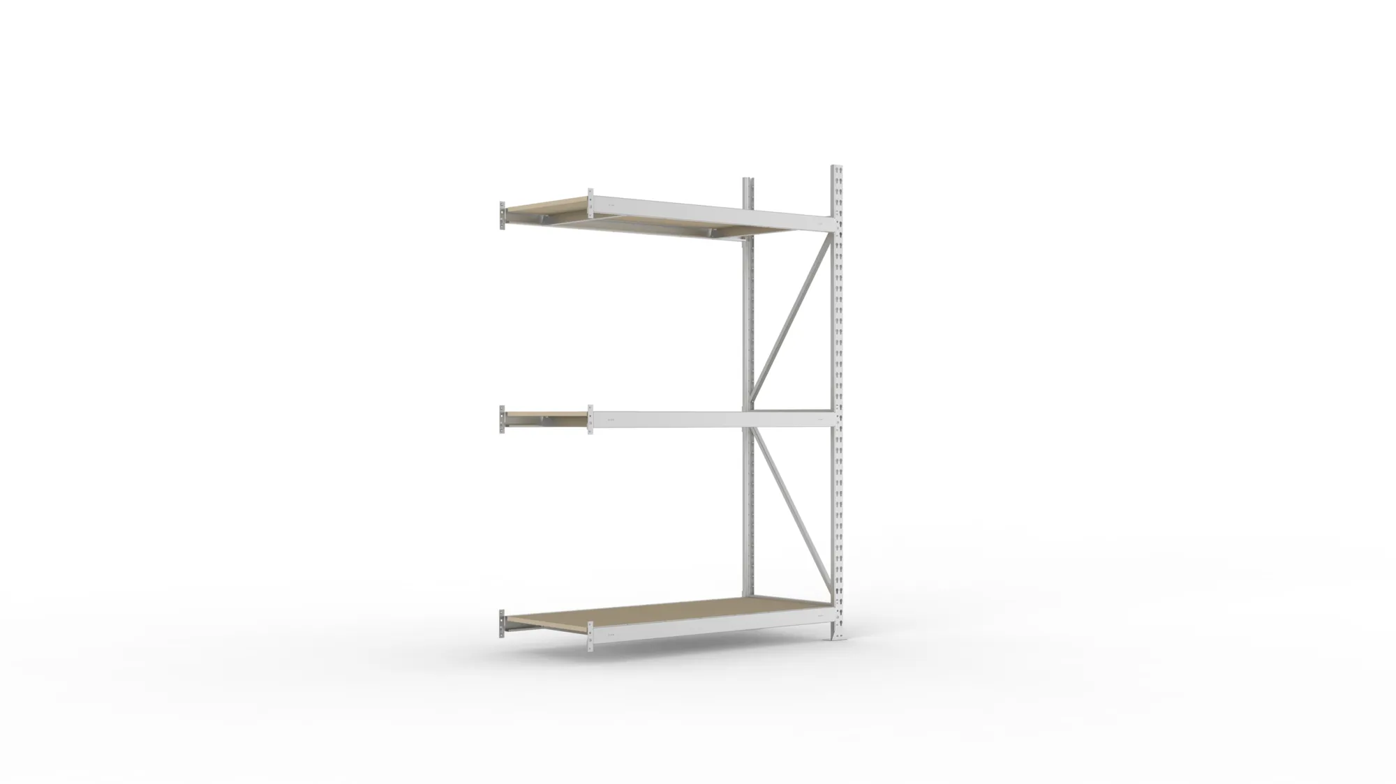 META MINI-RACK Weitspannregal | Anbauregal | 2200 x 1400 x 650 mm | Fachlast 600 kg | Spanplattenböden | 3 Ebenen