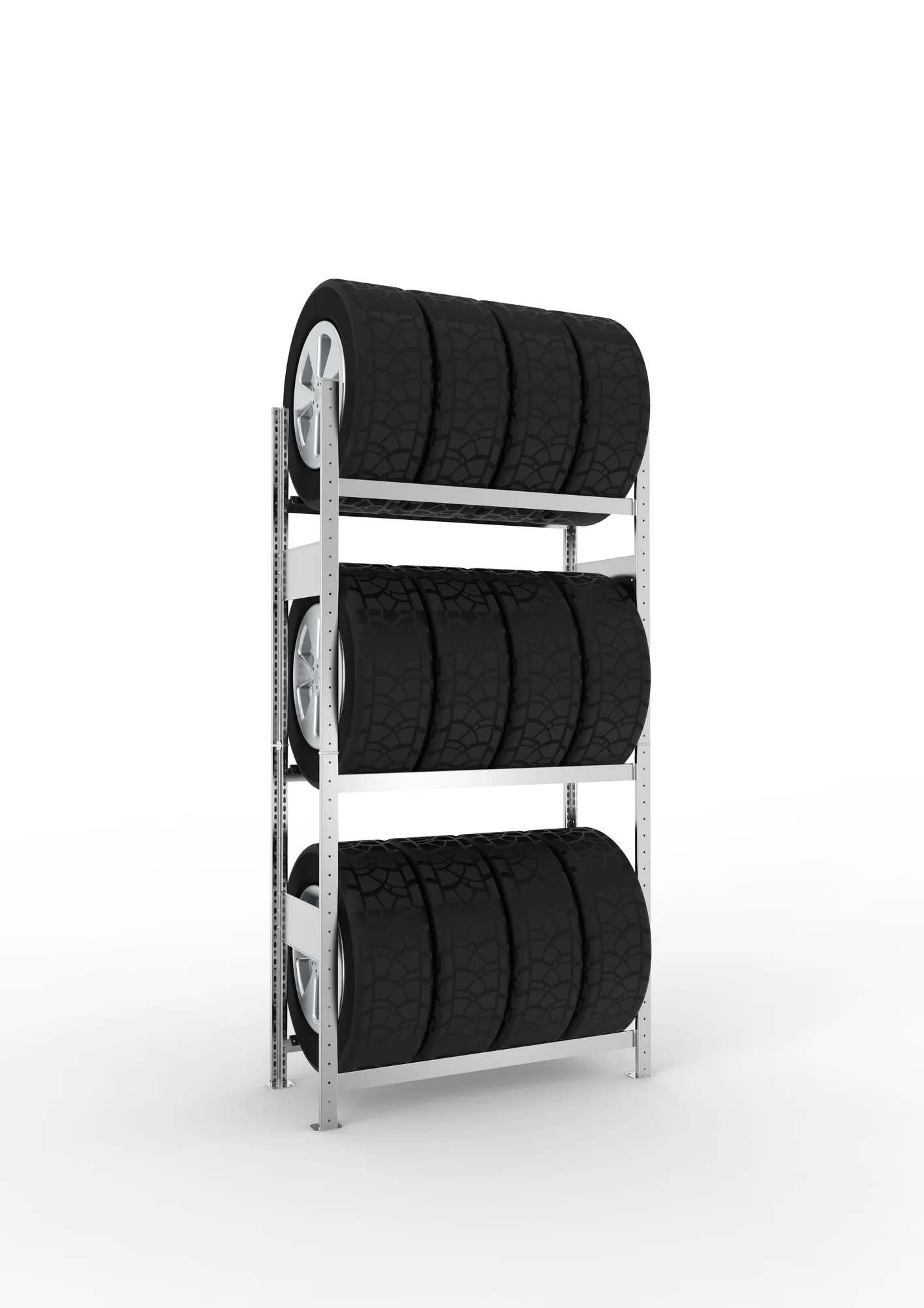 Quick SPLIT tyre rack GR 2000 x 1000 x 400 galv. compl. with 6 longitudinal tyre bars (3 tyre levels)