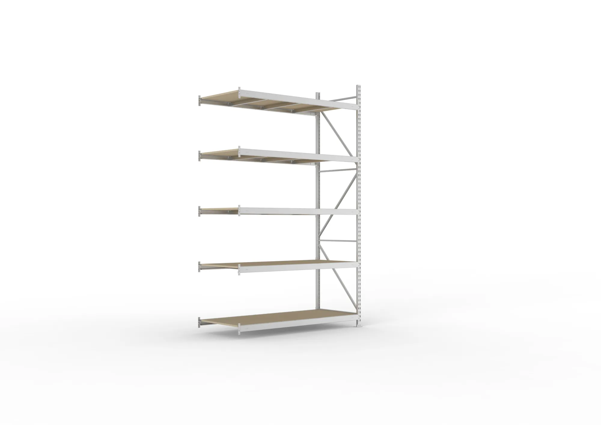 META MINI-RACK Weitspannregal | Anbauregal | 3000 x 1800 x 800 mm | Fachlast 600 kg | Spanplattenböden | 5 Ebenen