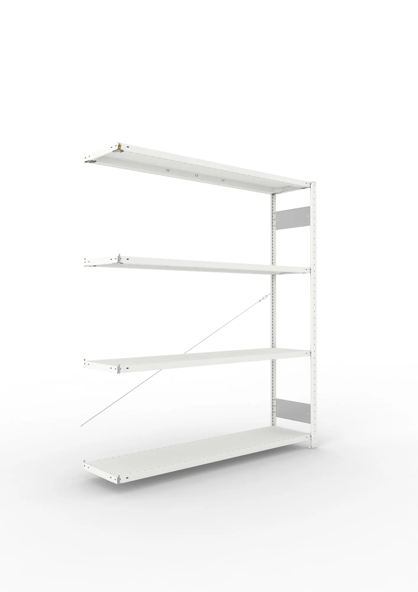 META CLIP S3 | Fachbodenregal | Anbauregal | 2000 x 1700 x 400 mm | Fachlast 200 kg | 3+1 Ebenen | RAL 7035