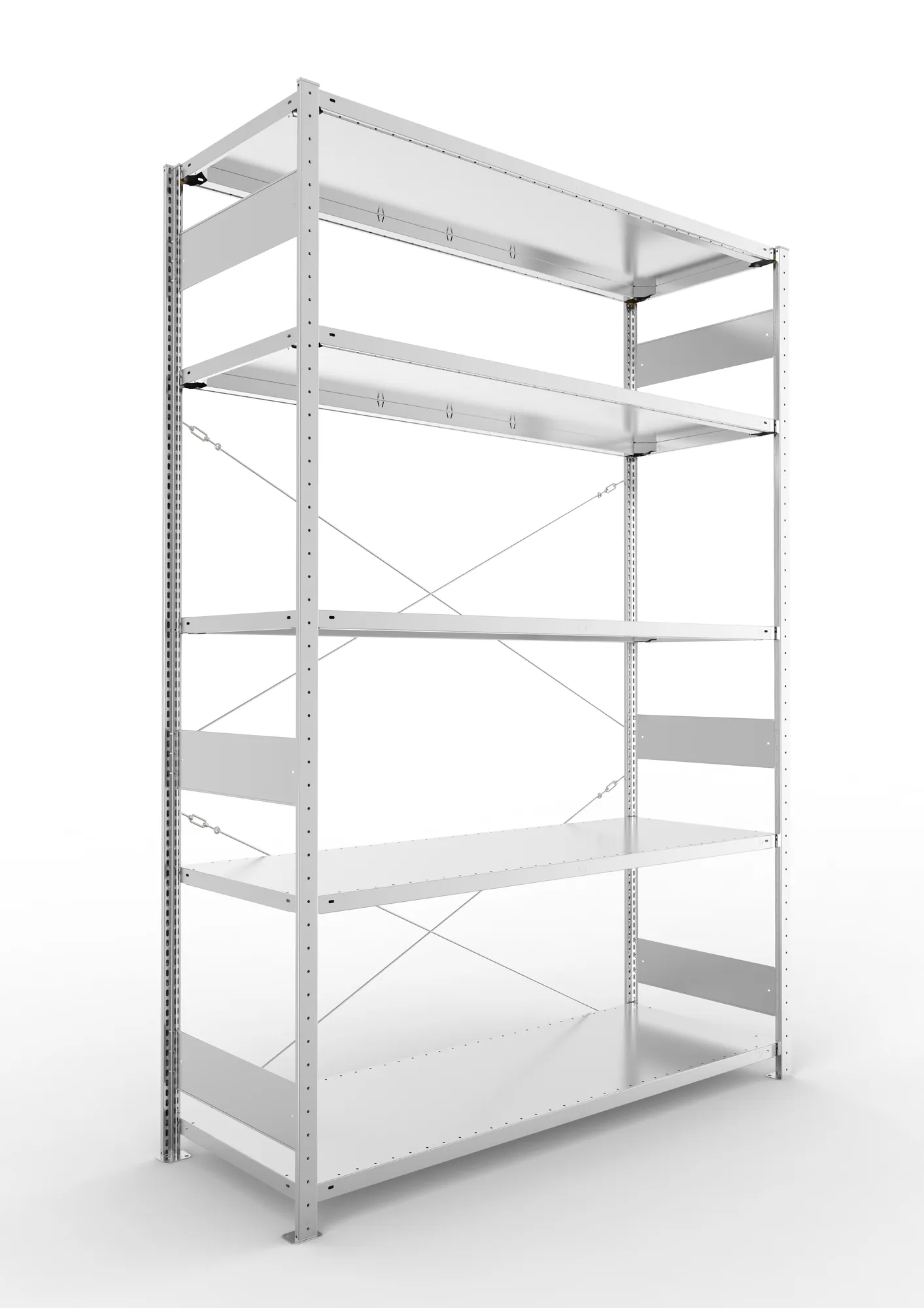 META CLIP S3 | Fachbodenregal | Grundregal | 2500 x 1700 x 600 mm | Fachlast 200 kg | 3+1 Ebenen | verzinkt