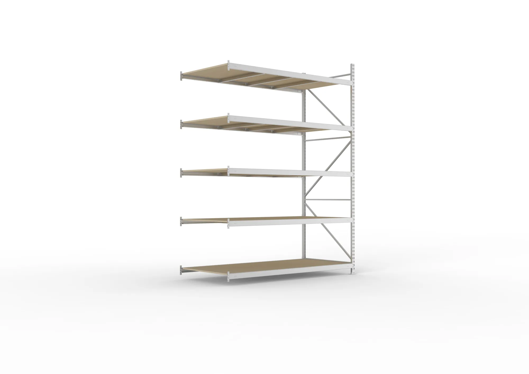 META MINI-RACK Weitspannregal | Anbauregal | 3000 x 2200 x 1050 mm | Fachlast 600 kg | Spanplattenböden | 5 Ebenen