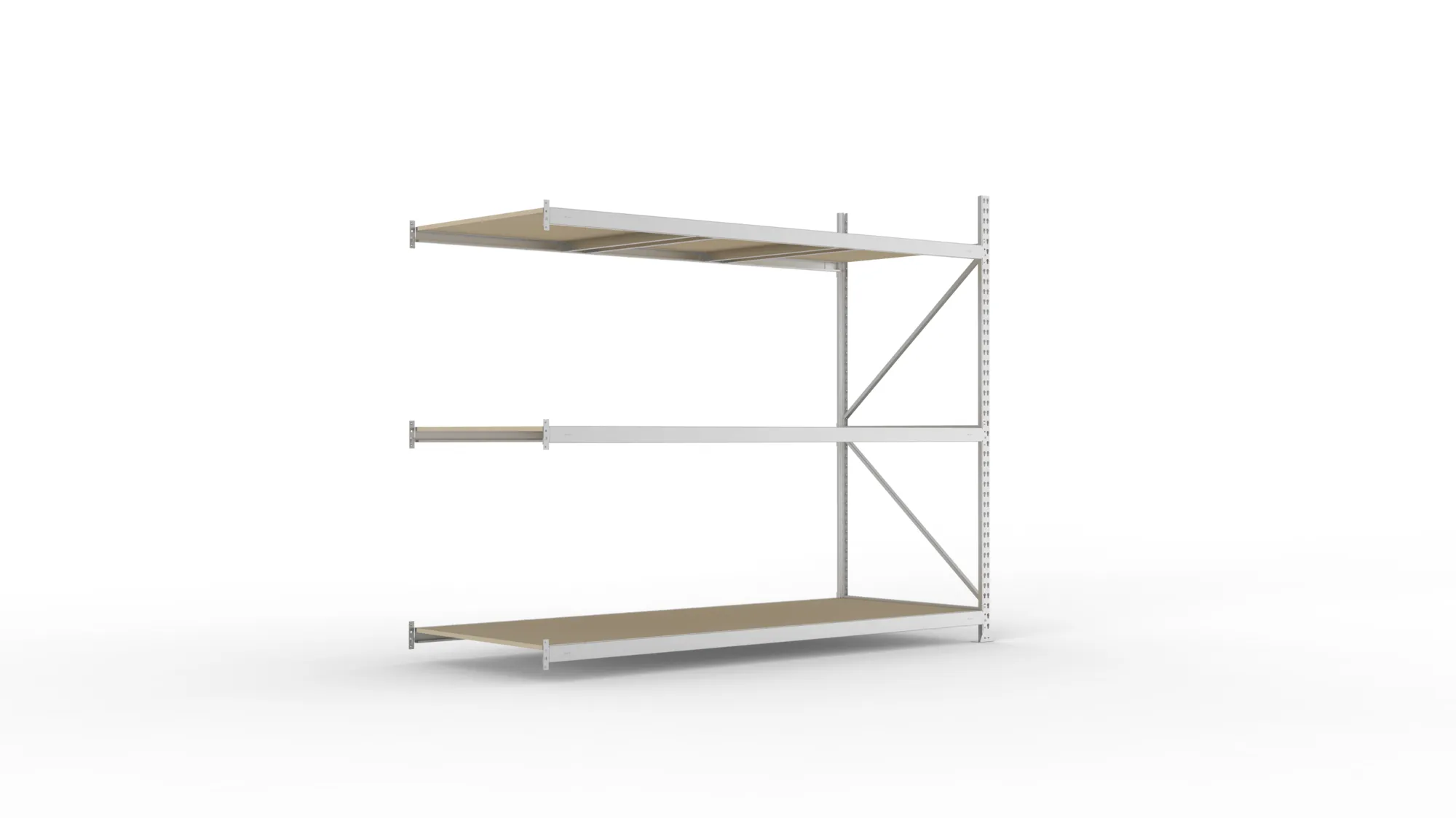 META MINI-RACK Weitspannregal | Anbauregal | 2200 x 2600 x 1050 mm | Fachlast 490 kg | Spanplattenböden | 3 Ebenen