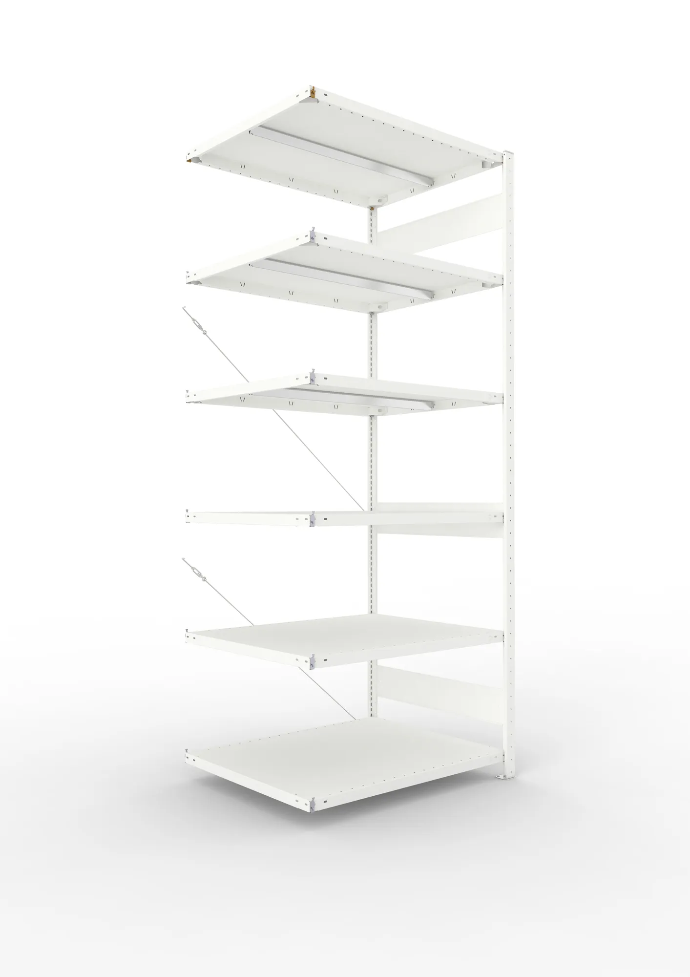 META CLIP | Fachbodenregal | Anbauregal | 2500 x 1000 x 800 mm | Fachlast 330 kg | 5+1 Ebenen | RAL 7035