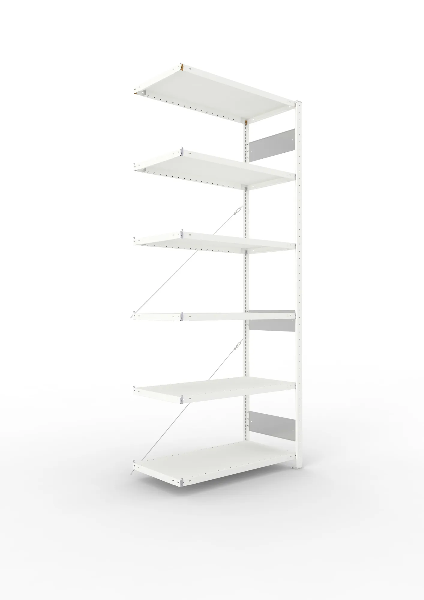 META CLIP S3 | Fachbodenregal | Anbauregal | 2500 x 1000 x 500 mm | Fachlast 230 kg | 5+1 Ebenen | RAL 7035