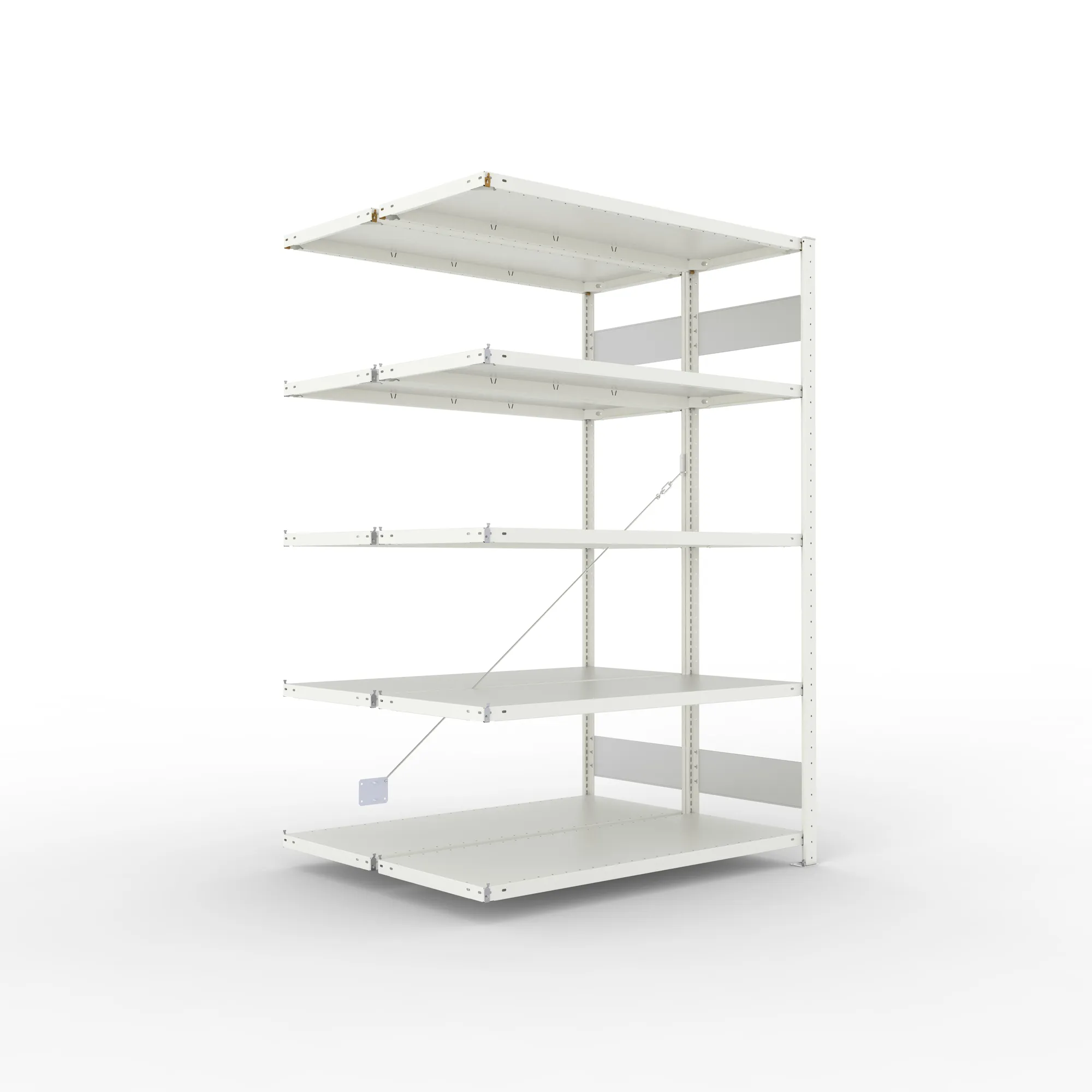 META CLIP S3 | Fachbodenregal | Doppel-Anbauregal | 2000 x 1300 x 500 mm | Fachlast 150 kg | 4+1 Ebenen | RAL 7035