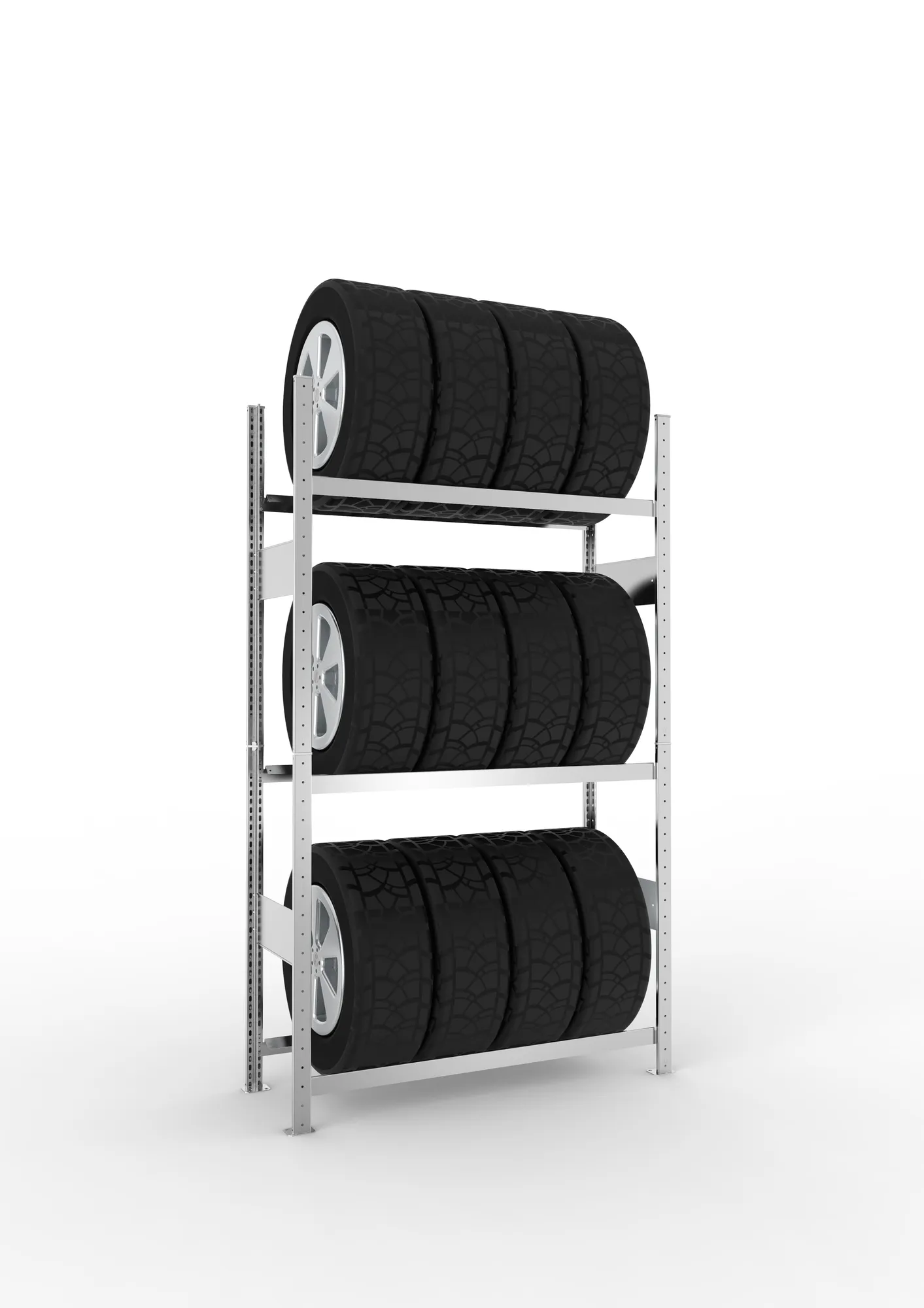Quick SPLIT tyre rack GR 2000 x 1150 x 400 galv. compl. with 6 longitudinal tyre bars (3 tyre levels)