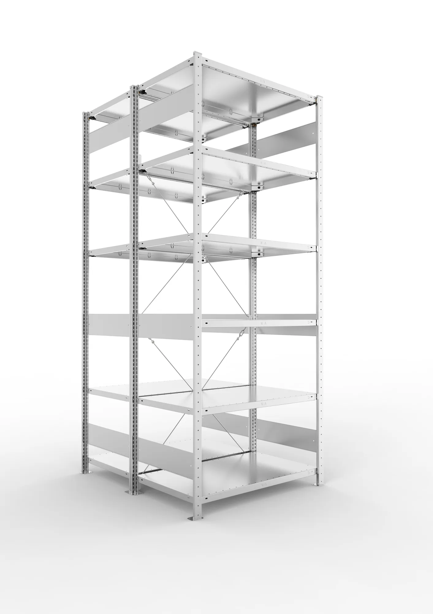META CLIP | Fachbodenregal | Doppel-Grundregal | 2500 x 1000 x 600 mm | Fachlast 150 kg | 5+1 Ebenen | verzinkt