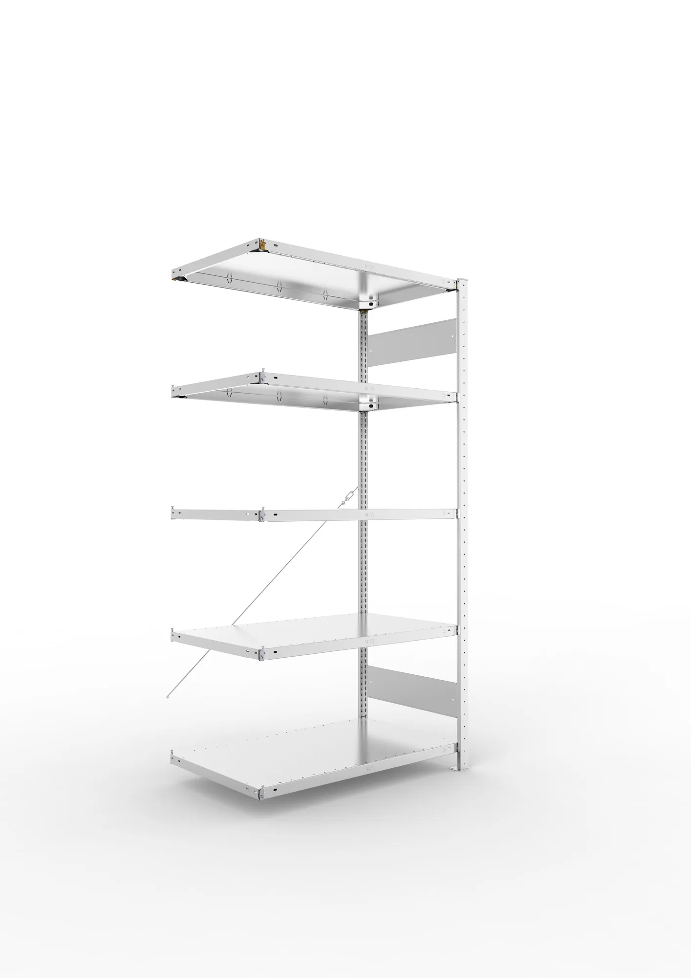 META CLIP | Fachbodenregal | Anbauregal | 2000 x 1000 x 600 mm | Fachlast 150 kg | 4+1 Ebenen | verzinkt