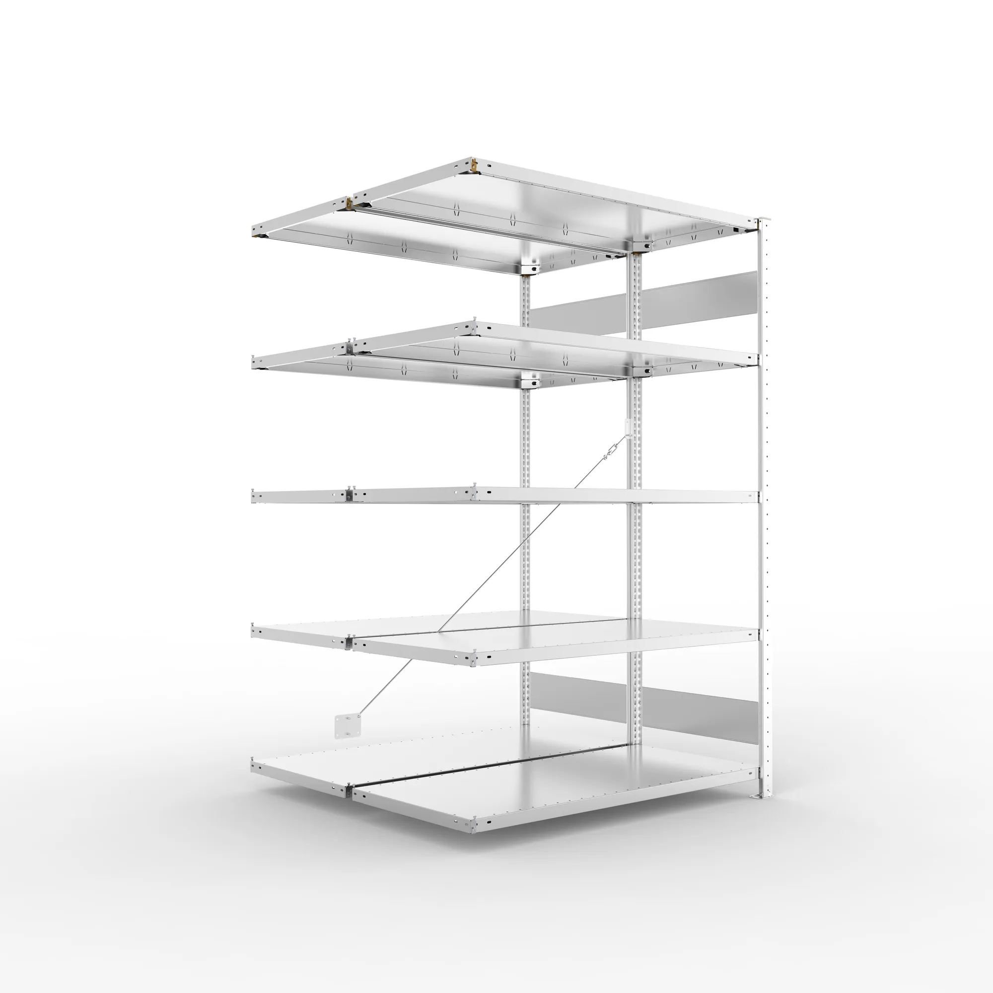 META CLIP S3 | Fachbodenregal | Doppel-Anbauregal | 2000 x 1300 x 600 mm | Fachlast 230 kg | 4+1 Ebenen | verzinkt