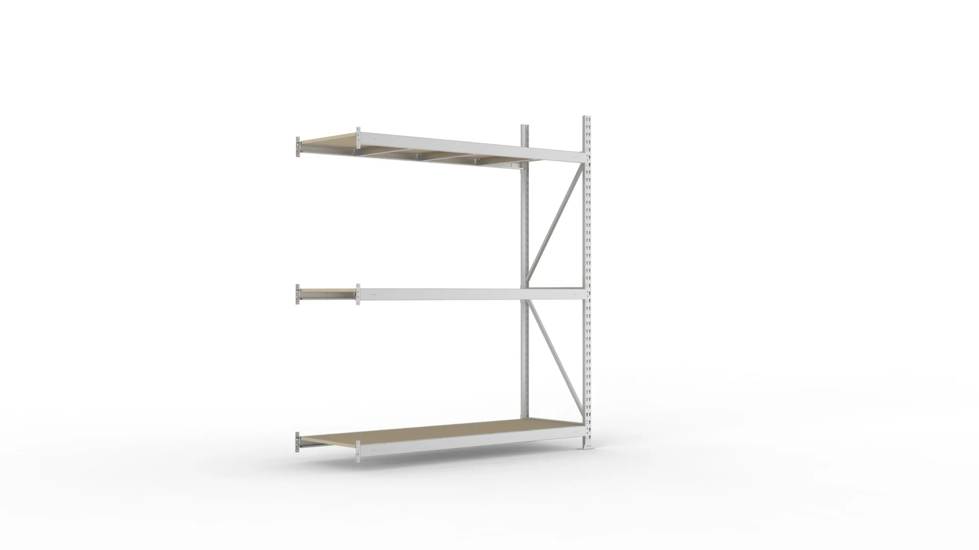 META MINI-RACK Weitspannregal | Anbauregal | 2200 x 1800 x 650 mm | Fachlast 600 kg | Spanplattenböden | 3 Ebenen