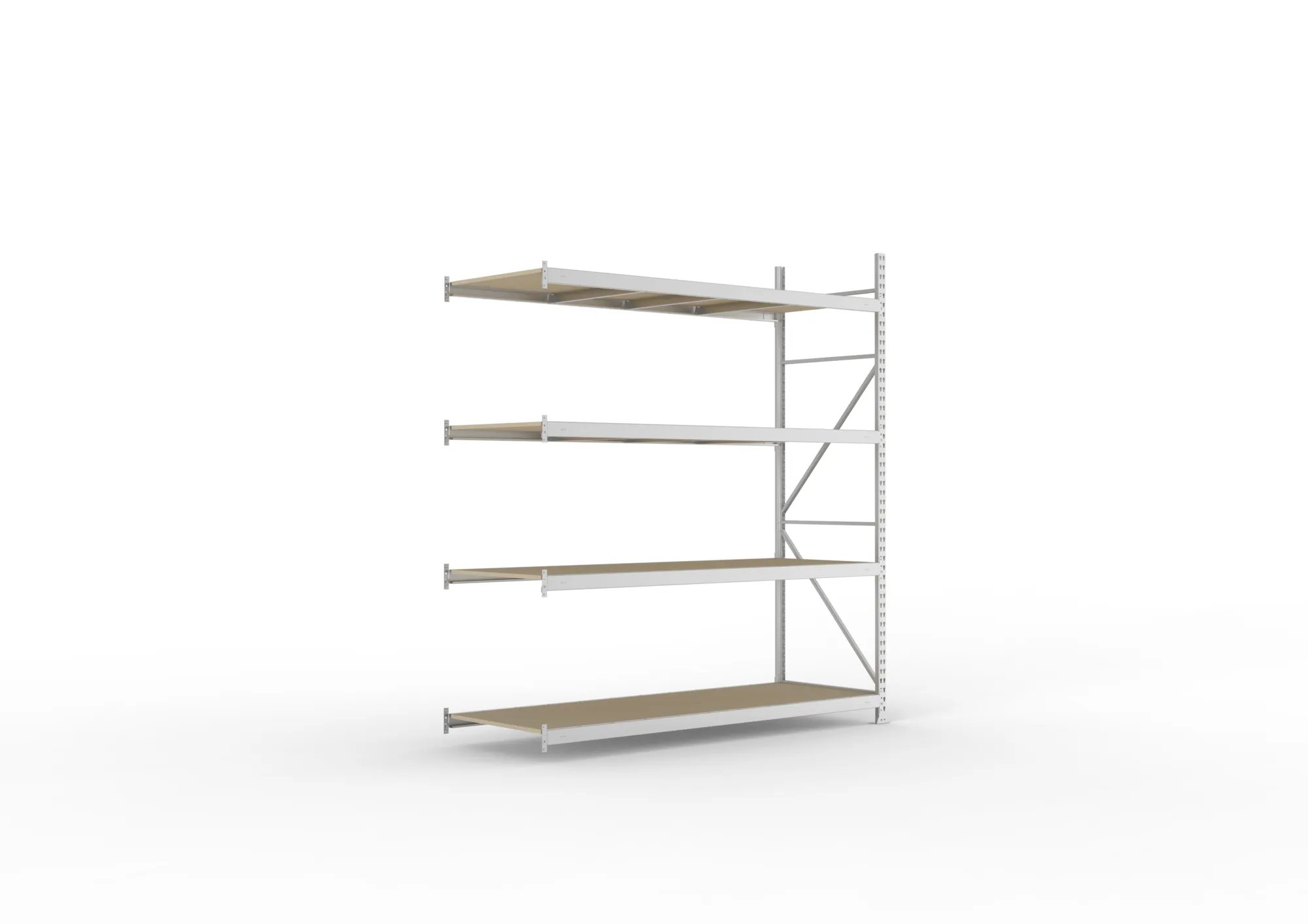 META MINI-RACK Weitspannregal | Anbauregal | 2500 x 2200 x 800 mm | Fachlast 600 kg | Spanplattenböden | 4 Ebenen