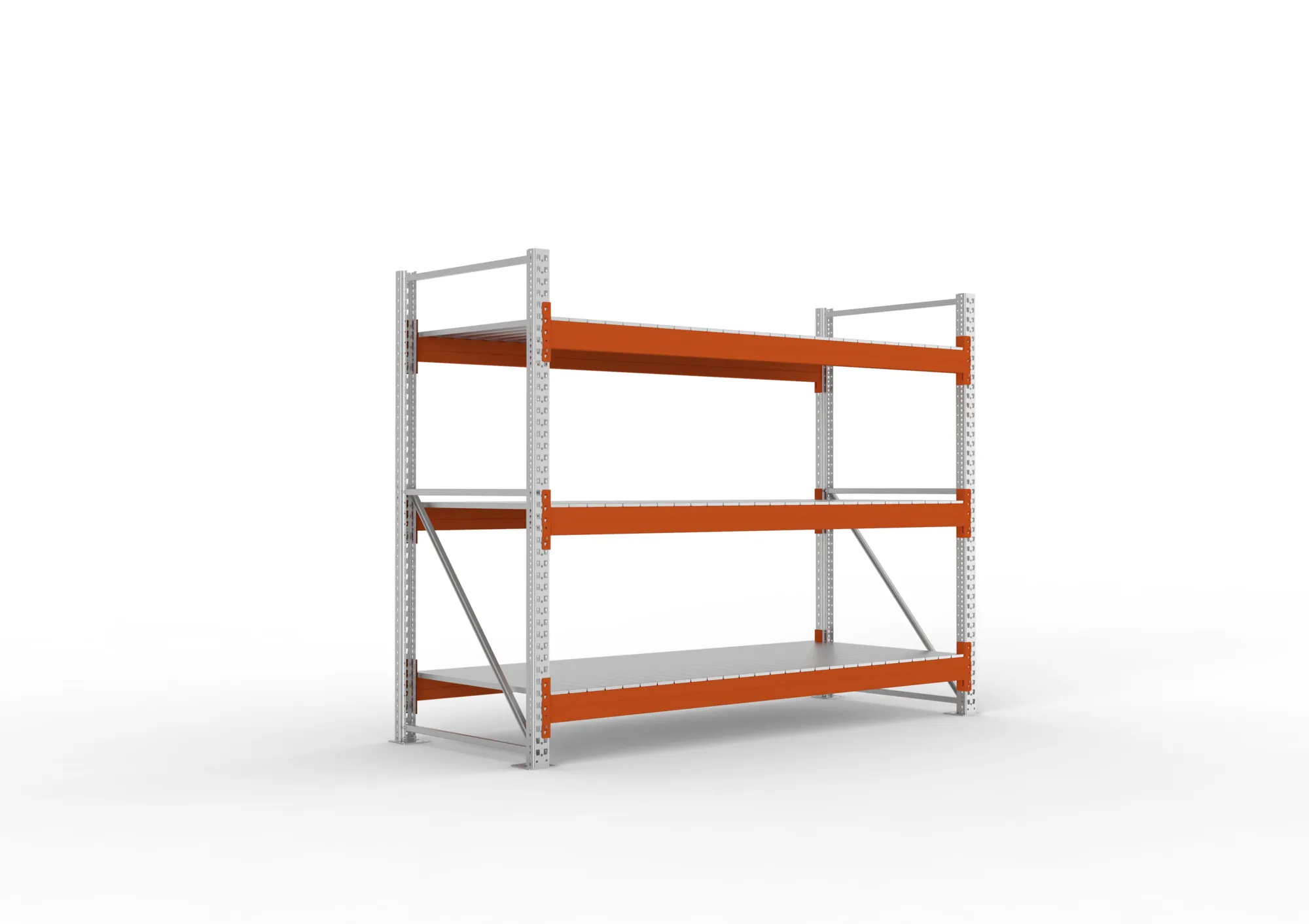 META MULTIPAL | Großfachregal | Grundregal | 2200 x 2700 x 1100 mm | Fachlast 2400 kg | 3 Ebenen | Stahlpaneele | verzinkt