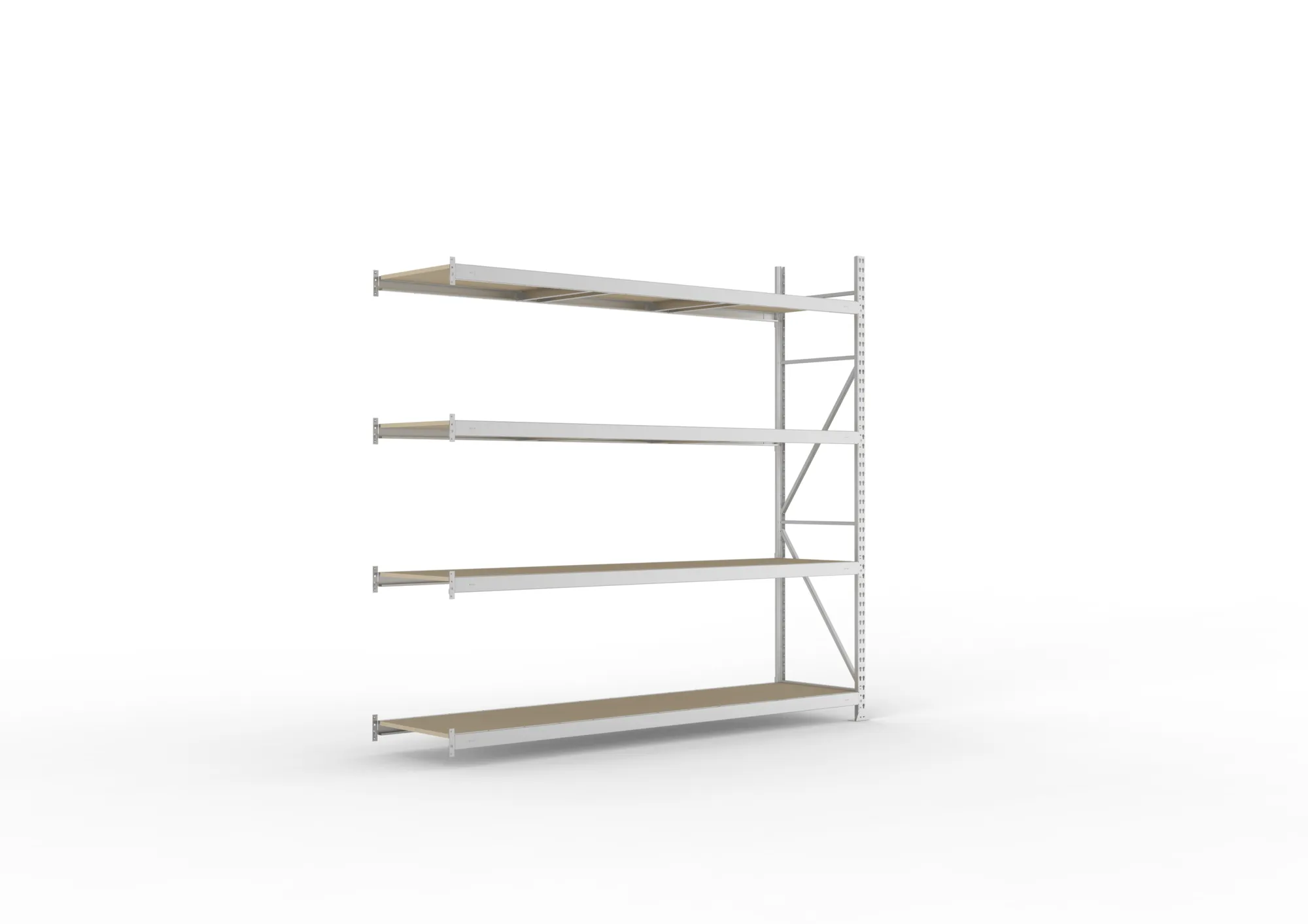 META MINI-RACK Weitspannregal | Anbauregal | 2500 x 2600 x 650 mm | Fachlast 490 kg | Spanplattenböden | 4 Ebenen