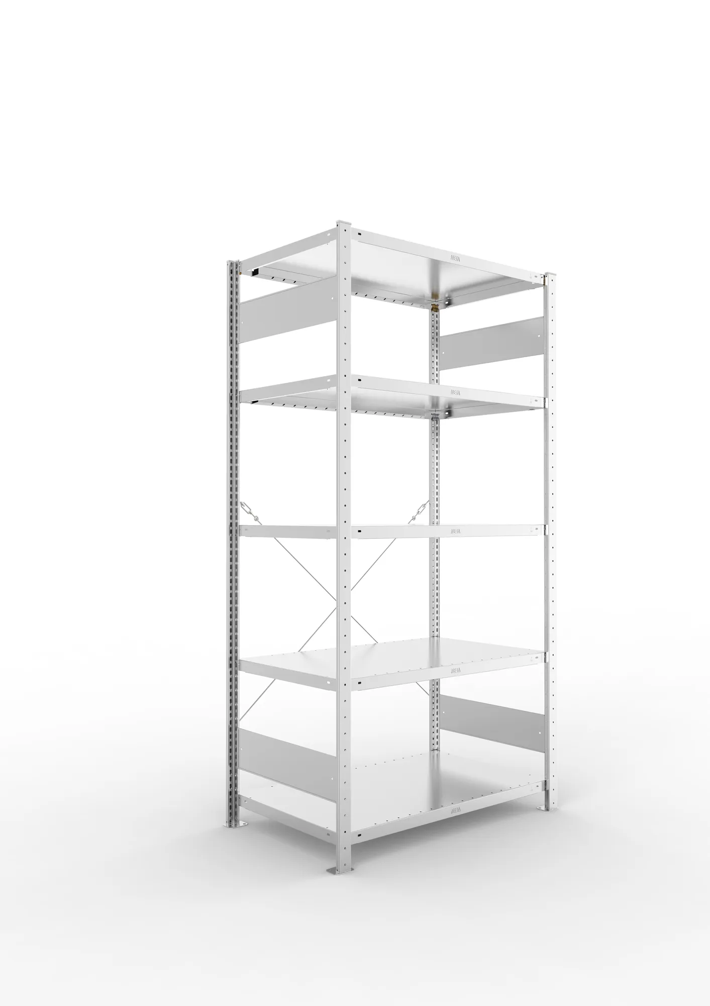META CLIP | Fachbodenregal | Grundregal | 2000 x 1000 x 600 mm | Fachlast 230 kg | 4+1 Ebenen | verzinkt