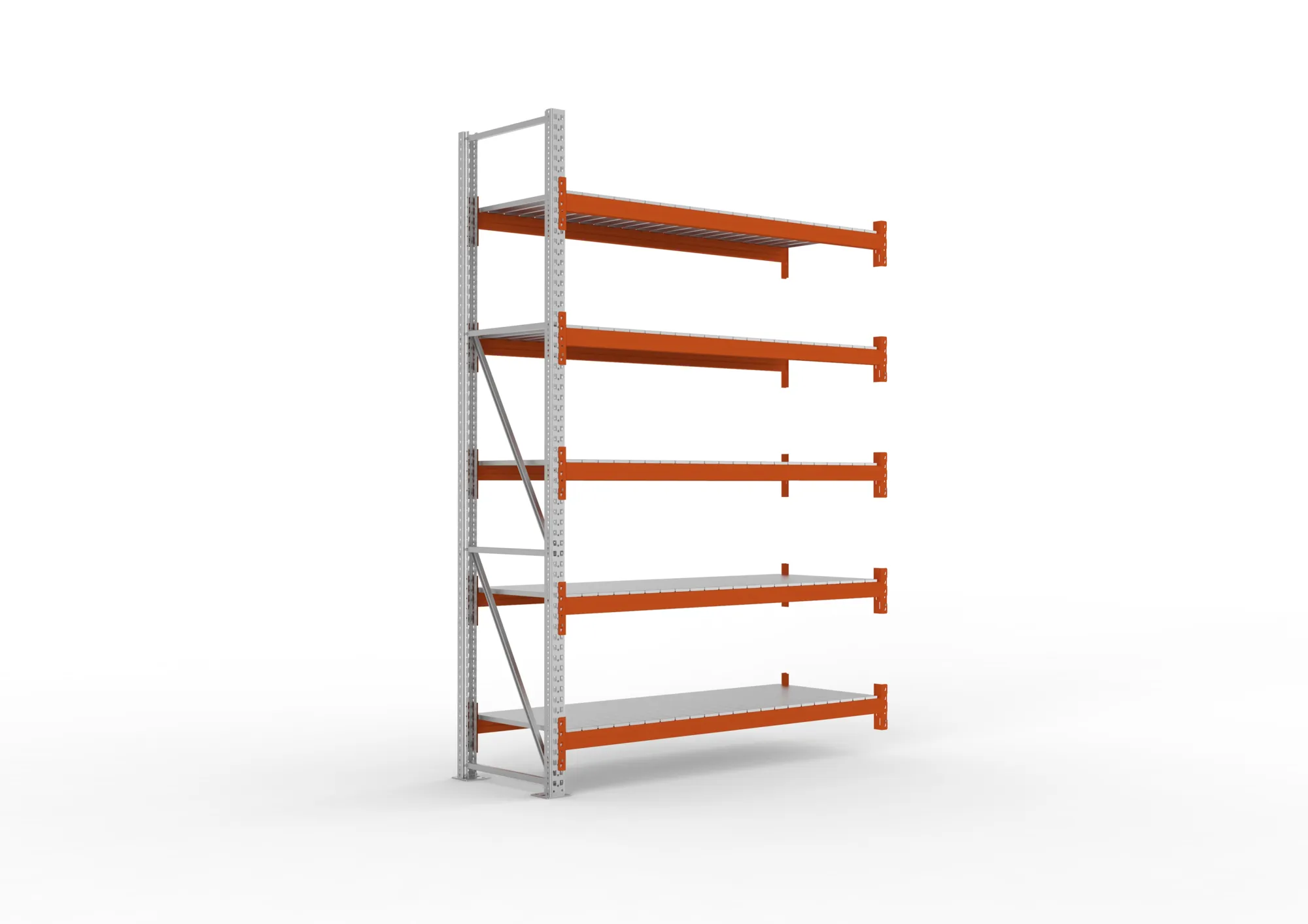META MULTIPAL | Großfachregal | Anbauregal | 3300 x 2225 x 800 mm | Fachlast 1700 kg | 5 Ebenen | Stahlpaneele | verzinkt
