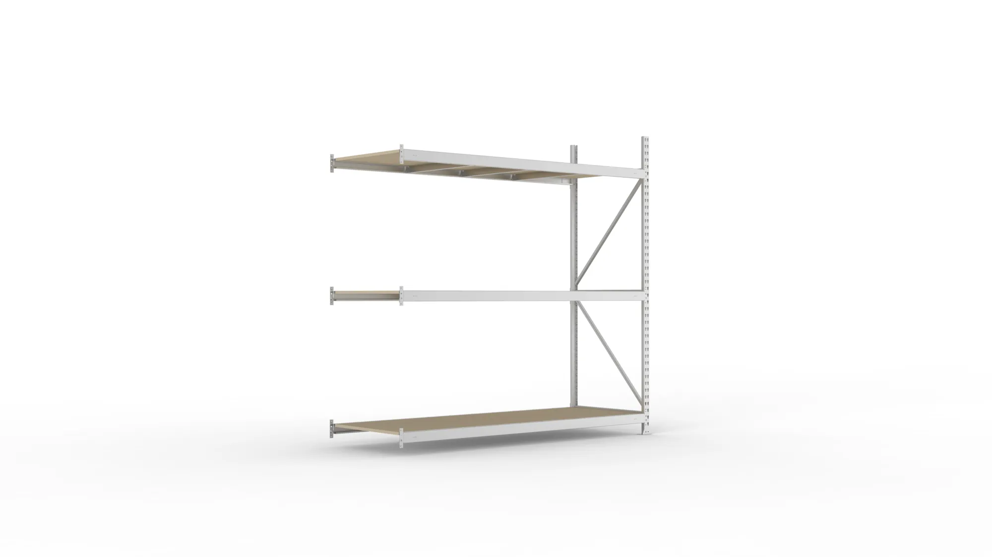 META MINI-RACK Weitspannregal | Anbauregal | 2200 x 2200 x 800 mm | Fachlast 600 kg | Spanplattenböden | 3 Ebenen