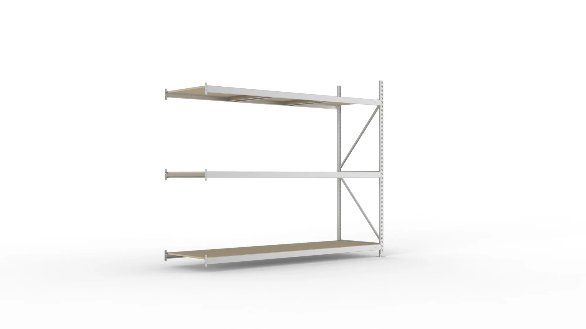 META MINI-RACK Weitspannregal | Anbauregal | 2200 x 2600 x 800 mm | Fachlast 490 kg | Spanplattenböden | 3 Ebenen