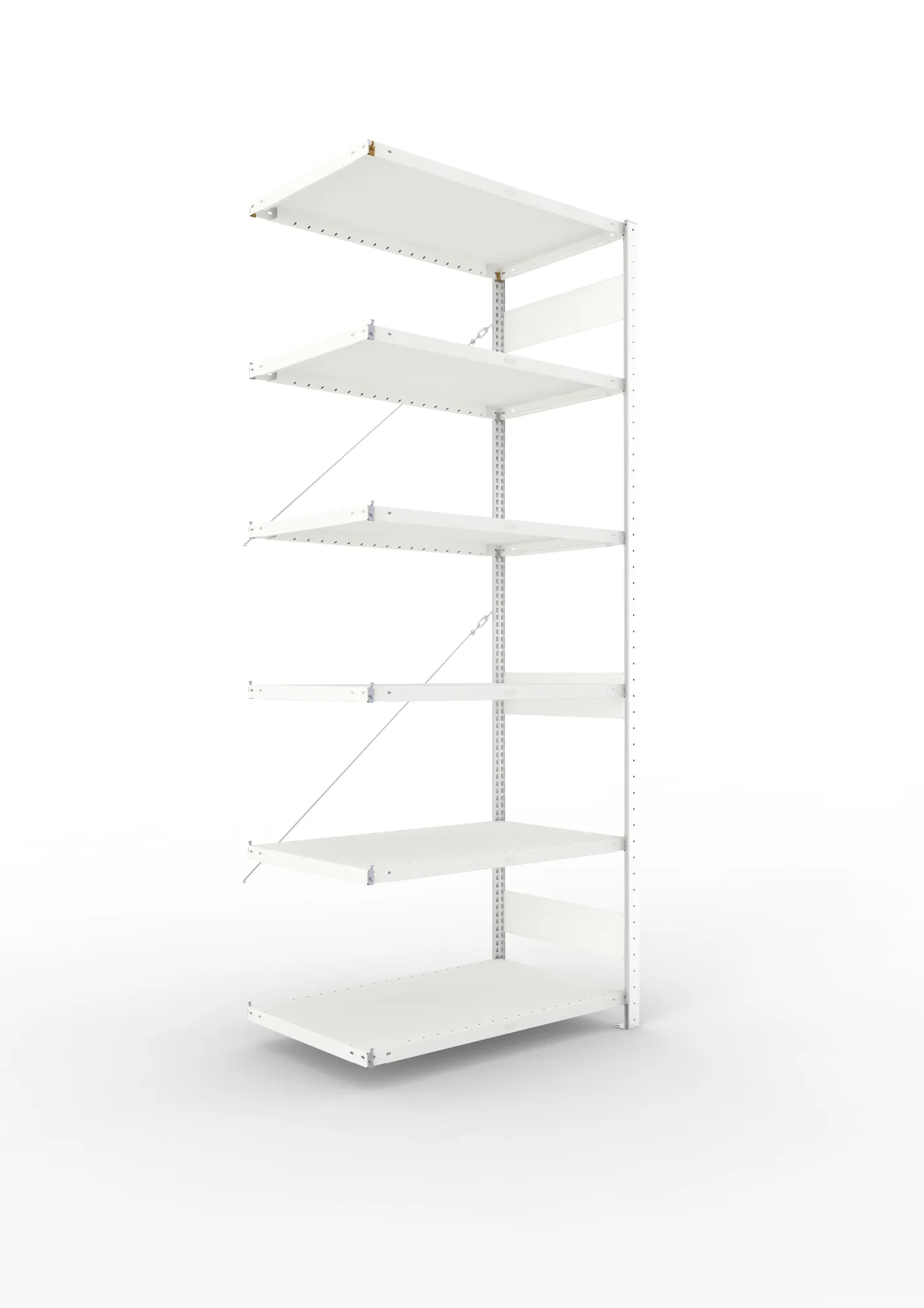 META CLIP | Fachbodenregal | Anbauregal | 2500 x 1000 x 600 mm | Fachlast 230 kg | 5+1 Ebenen | RAL 7035