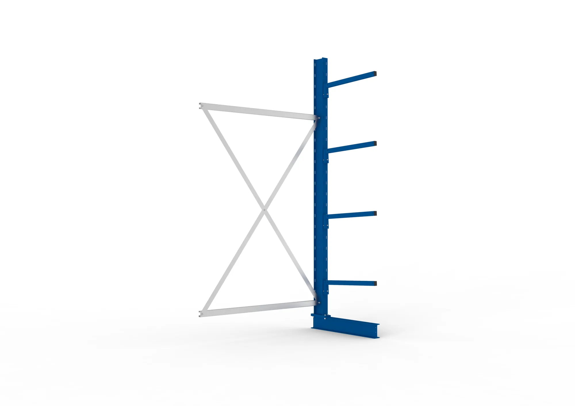 META MULTISTRONG L | Kragarmregal | Anbauregal | 2500 x 1300 x 600 mm | Armlast 140 kg | einseitig | 4+1 Ebenen