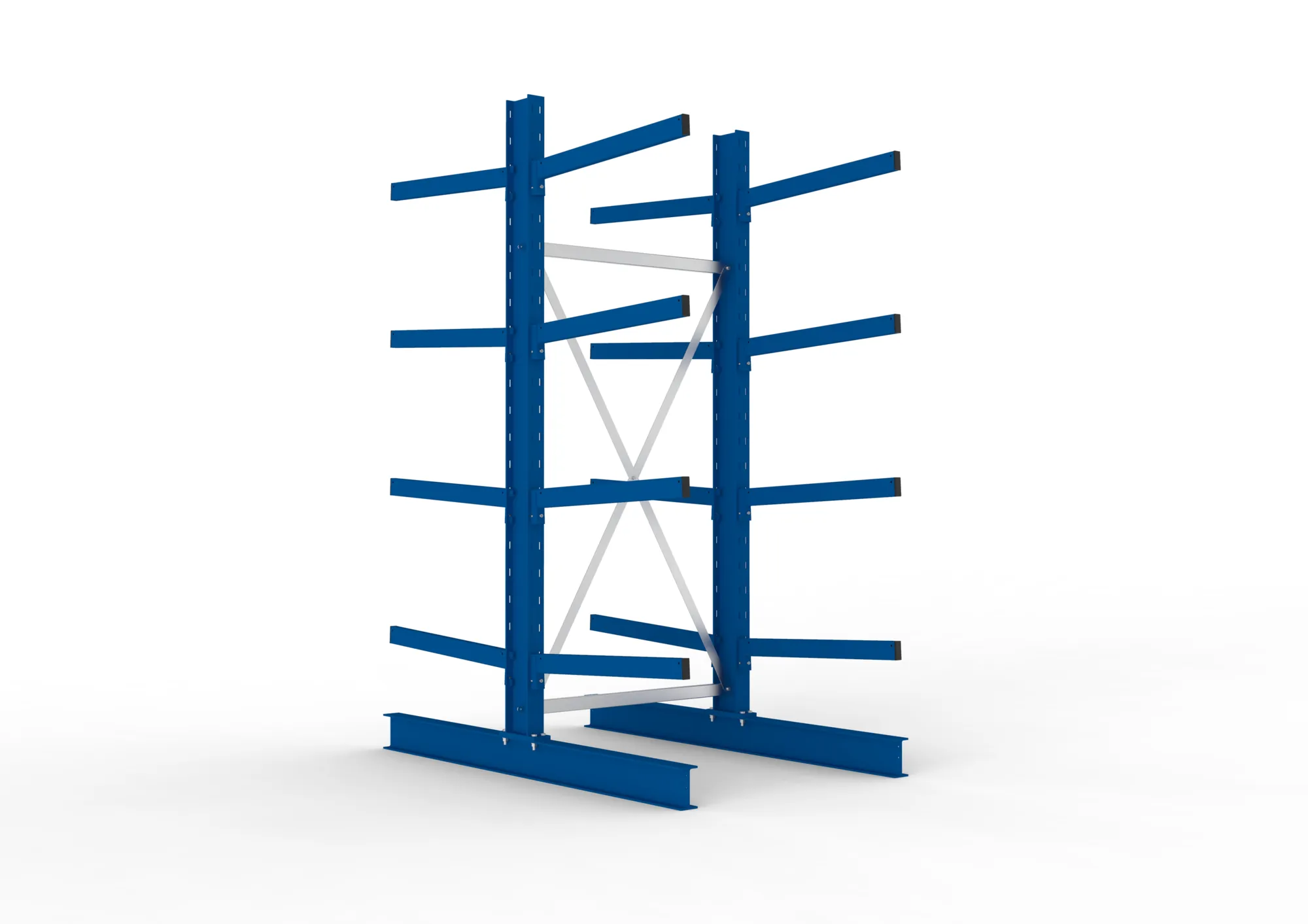 META MULTISTRONG M | Kragarmregal | Grundregal | 2500 x 1000 x 800 mm | Armlast 250 kg | doppelseitig | 4+1 Ebenen