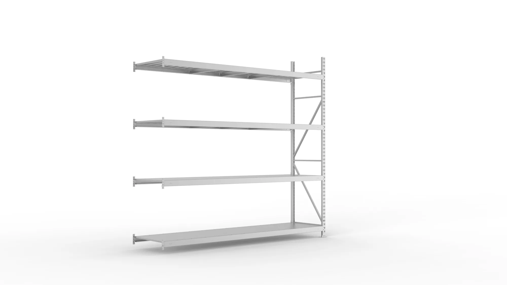 META MINI-RACK Weitspannregal | Anbauregal | 2500 x 2600 x 650 mm | Fachlast 490 kg | Stahlpaneelböden | 4 Ebenen