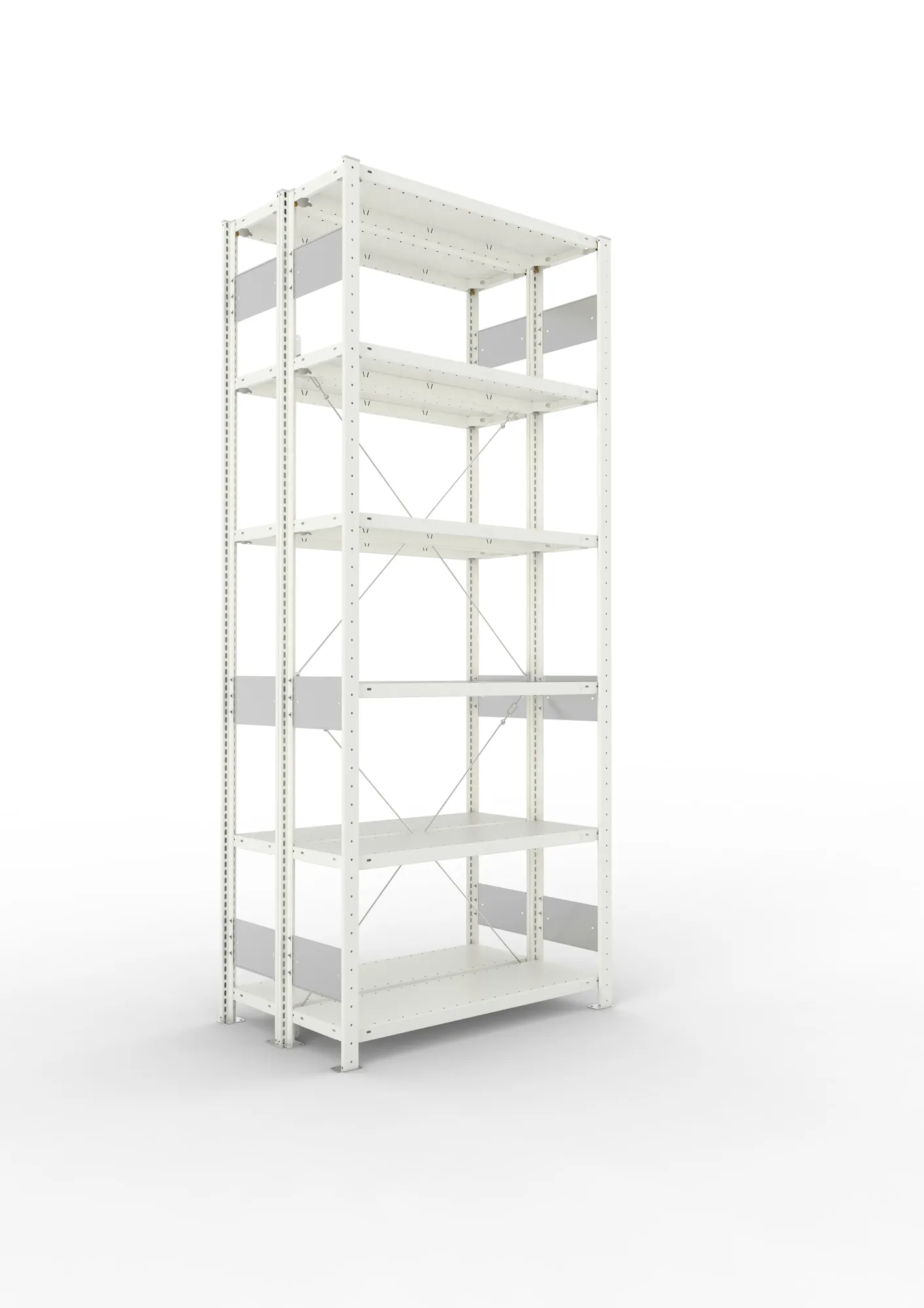 META CLIP S3 | Fachbodenregal | Doppel-Grundregal | 2500 x 1000 x 300 mm | Fachlast 150 kg | 5+1 Ebenen | RAL 7035