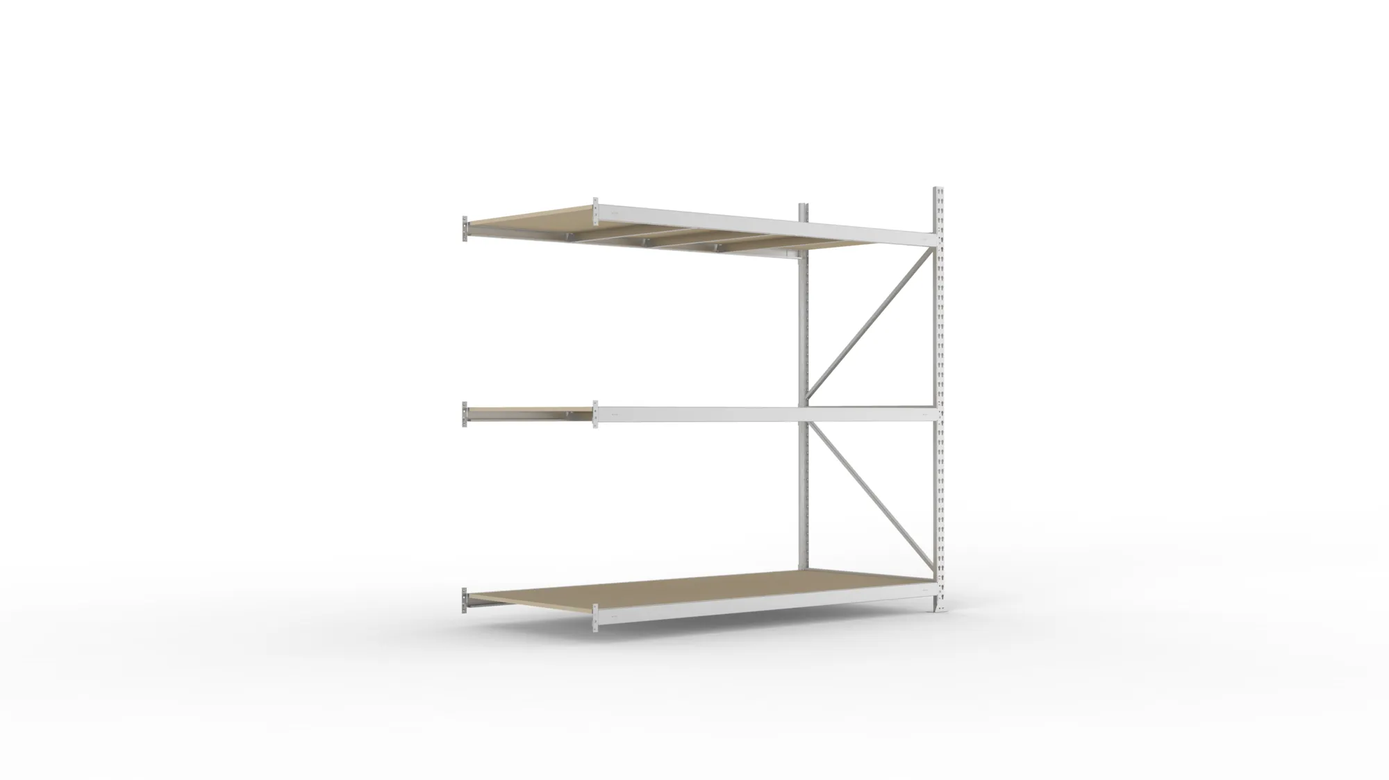 META MINI-RACK Weitspannregal | Anbauregal | 2200 x 2200 x 1050 mm | Fachlast 600 kg | Spanplattenböden | 3 Ebenen