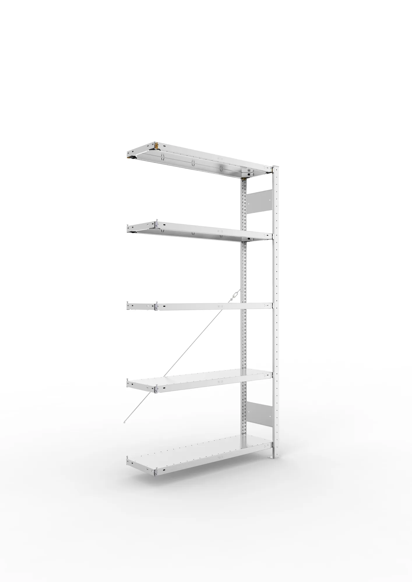 META CLIP | Fachbodenregal | Anbauregal | 2000 x 1000 x 300 mm | Fachlast 150 kg | 4+1 Ebenen | verzinkt