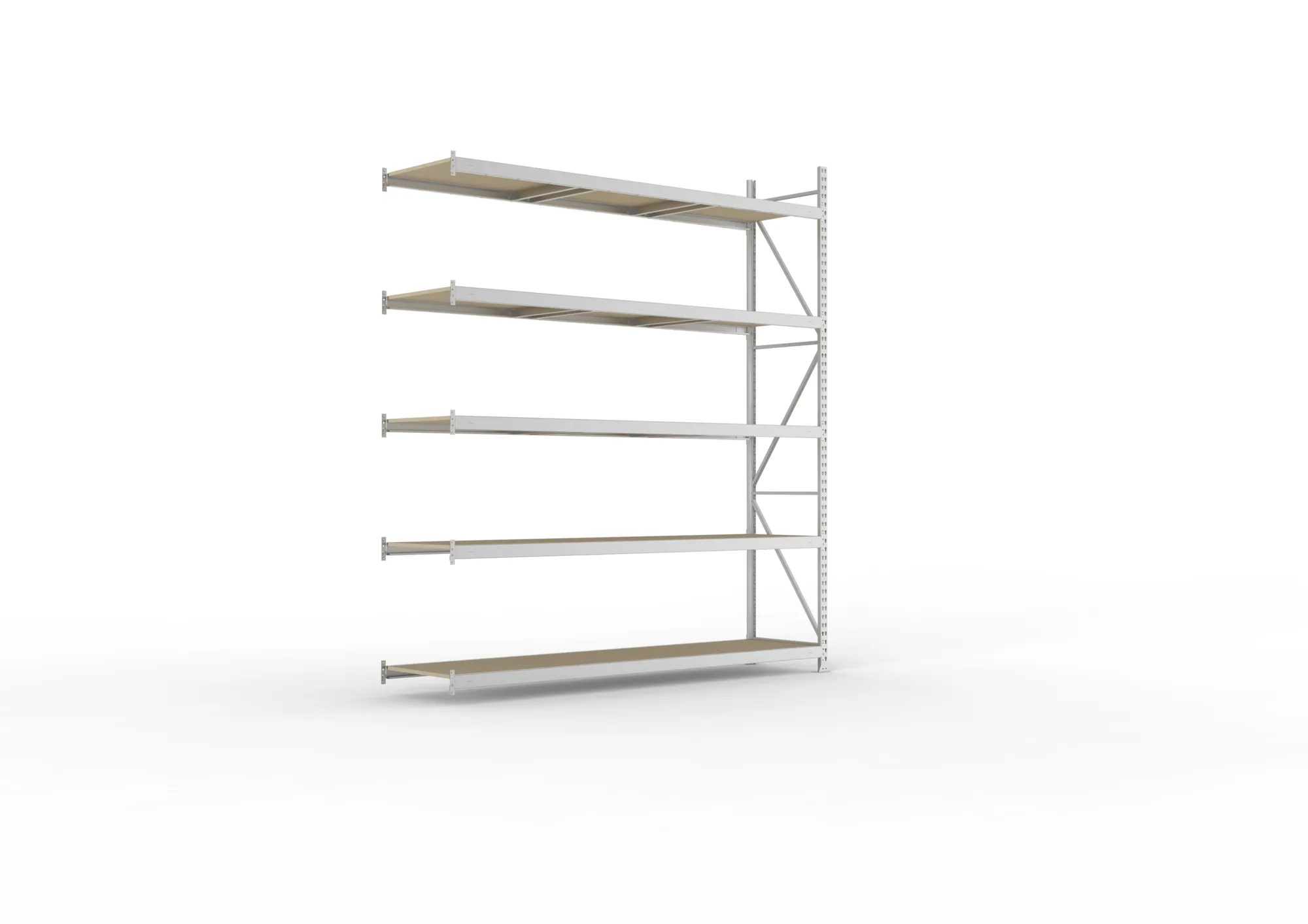 META MINI-RACK Weitspannregal | Anbauregal | 3000 x 2600 x 650 mm | Fachlast 490 kg | Spanplattenböden | 5 Ebenen
