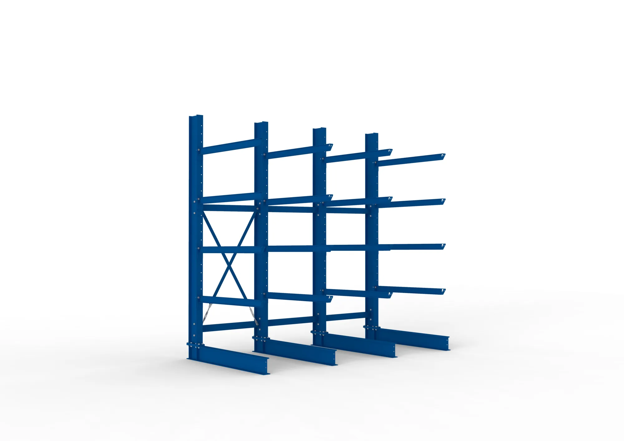 META MULTISTRONG H | Kragarmregal | 3 Felder | 3000 x 3000 x 1250 mm | Armlast 400 kg | einseitig | 4+1 Ebenen