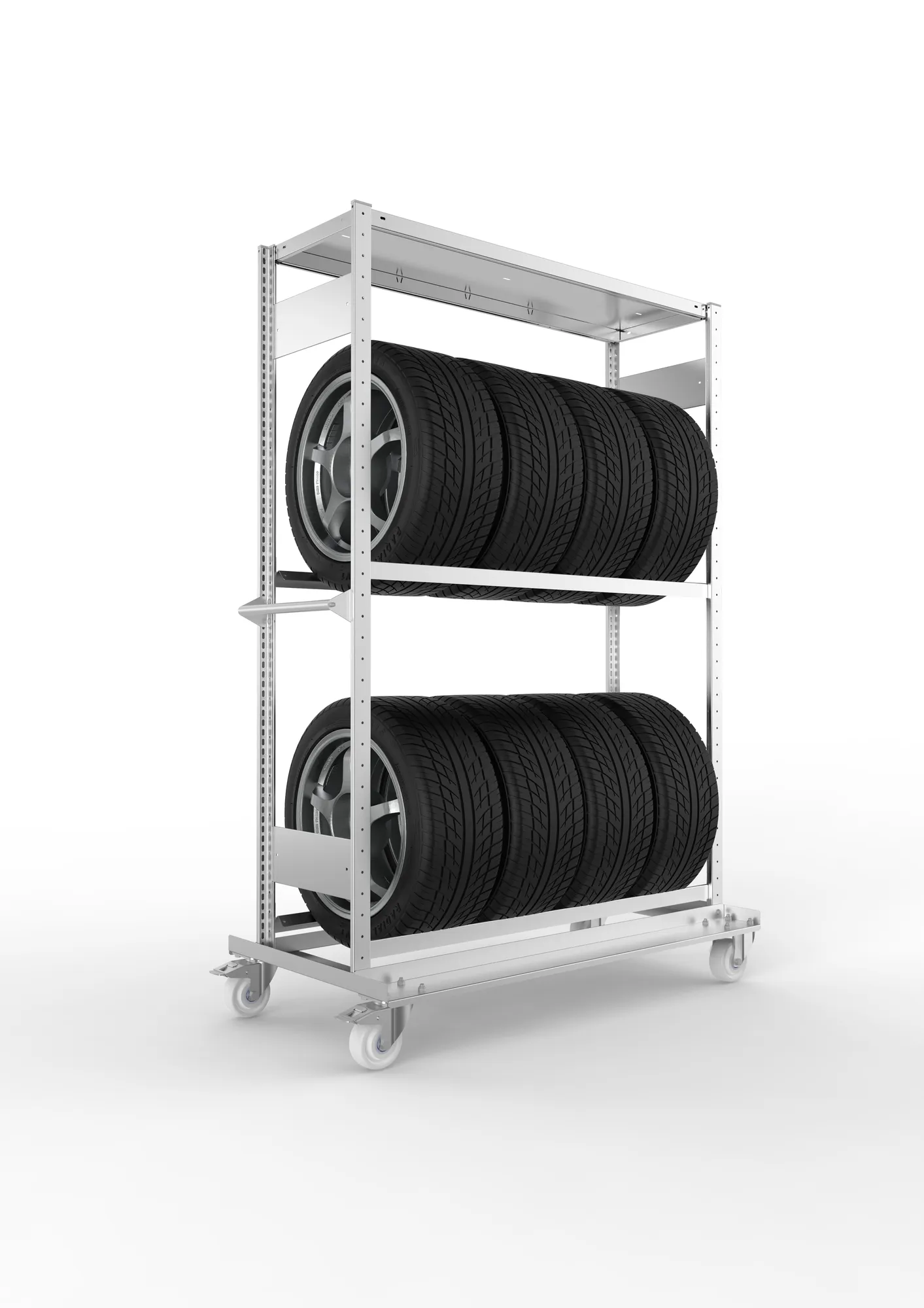 META CLIP | Regalwagen für Reifen | 1850 x 1300 x 400 mm | 150 kg | verzinkt