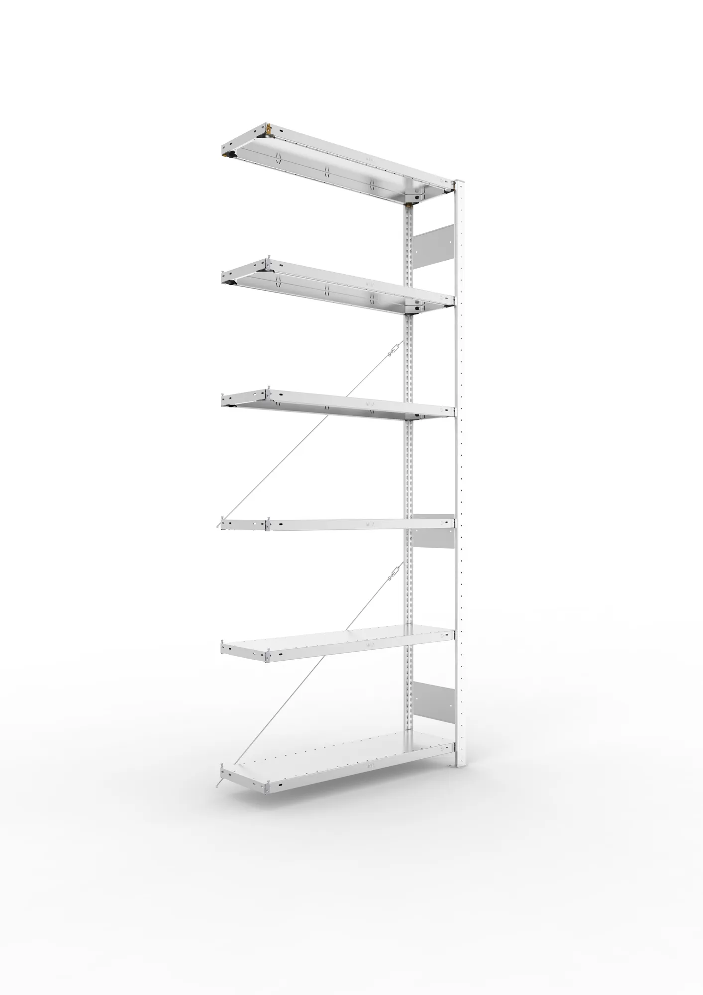 META CLIP S3 | Fachbodenregal | Anbauregal | 2500 x 1000 x 300 mm | Fachlast 150 kg | 5+1 Ebenen | verzinkt