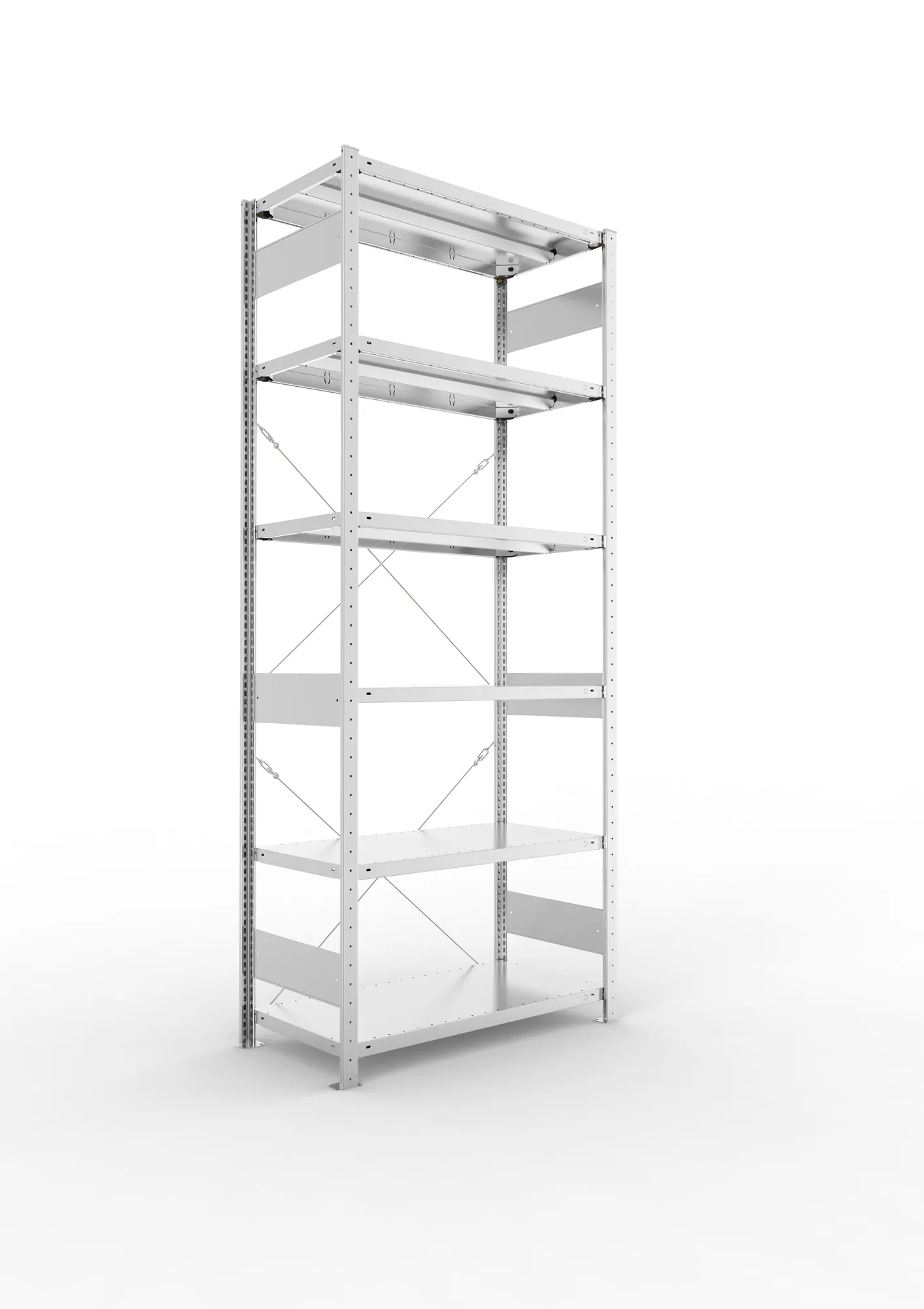 META CLIP | Fachbodenregal | Grundregal | 2500 x 1000 x 500 mm | Fachlast 330 kg | 5+1 Ebenen | verzinkt