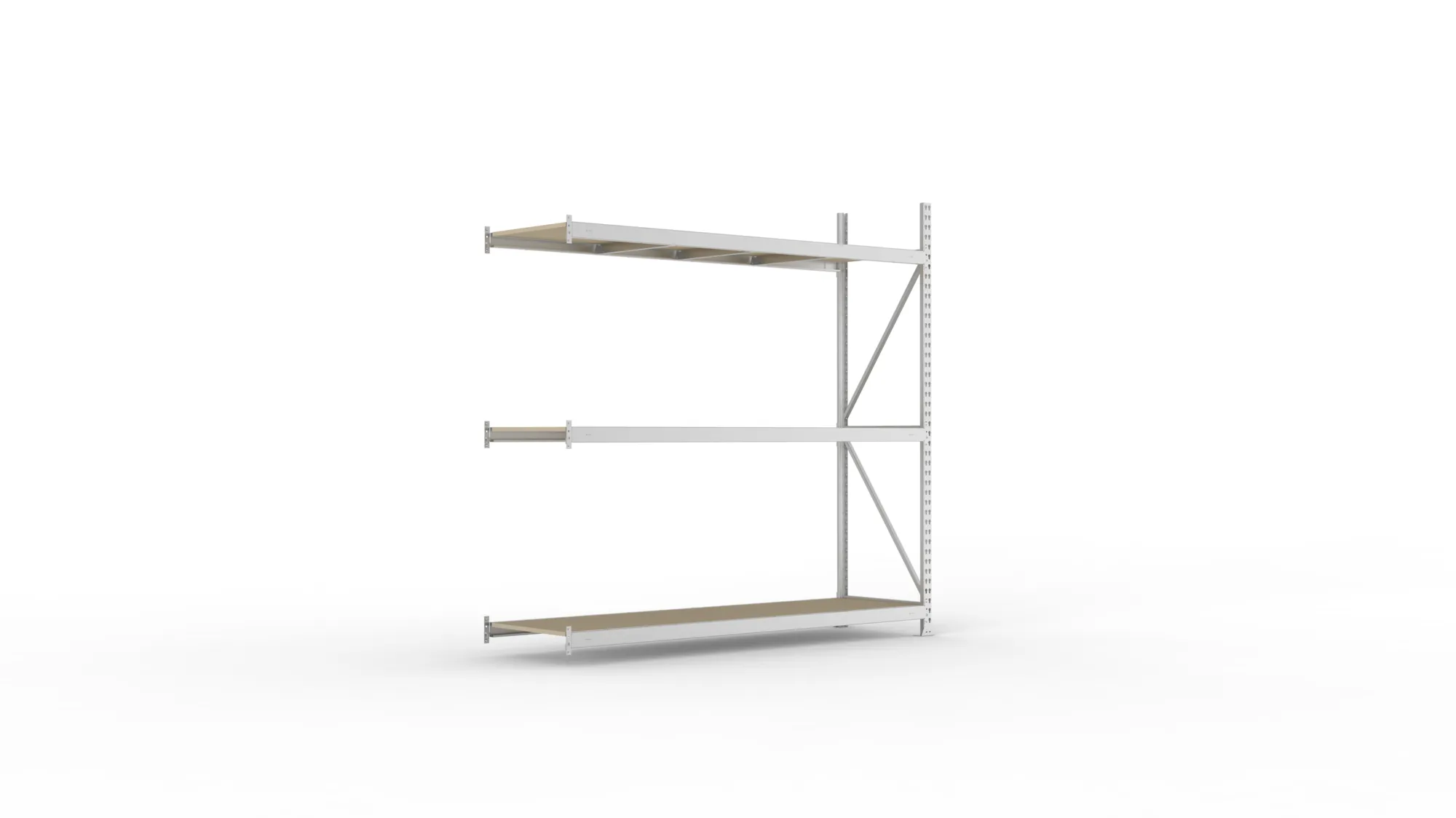 META MINI-RACK Weitspannregal | Anbauregal | 2200 x 2200 x 650 mm | Fachlast 600 kg | Spanplattenböden | 3 Ebenen