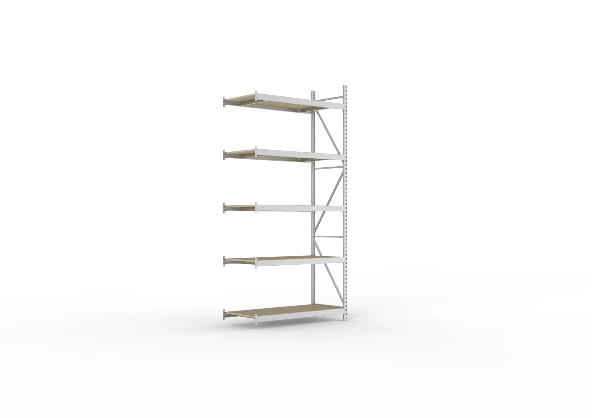 META MINI-RACK Weitspannregal | Anbauregal | 3000 x 1400 x 650 mm | Fachlast 600 kg | Spanplattenböden | 5 Ebenen
