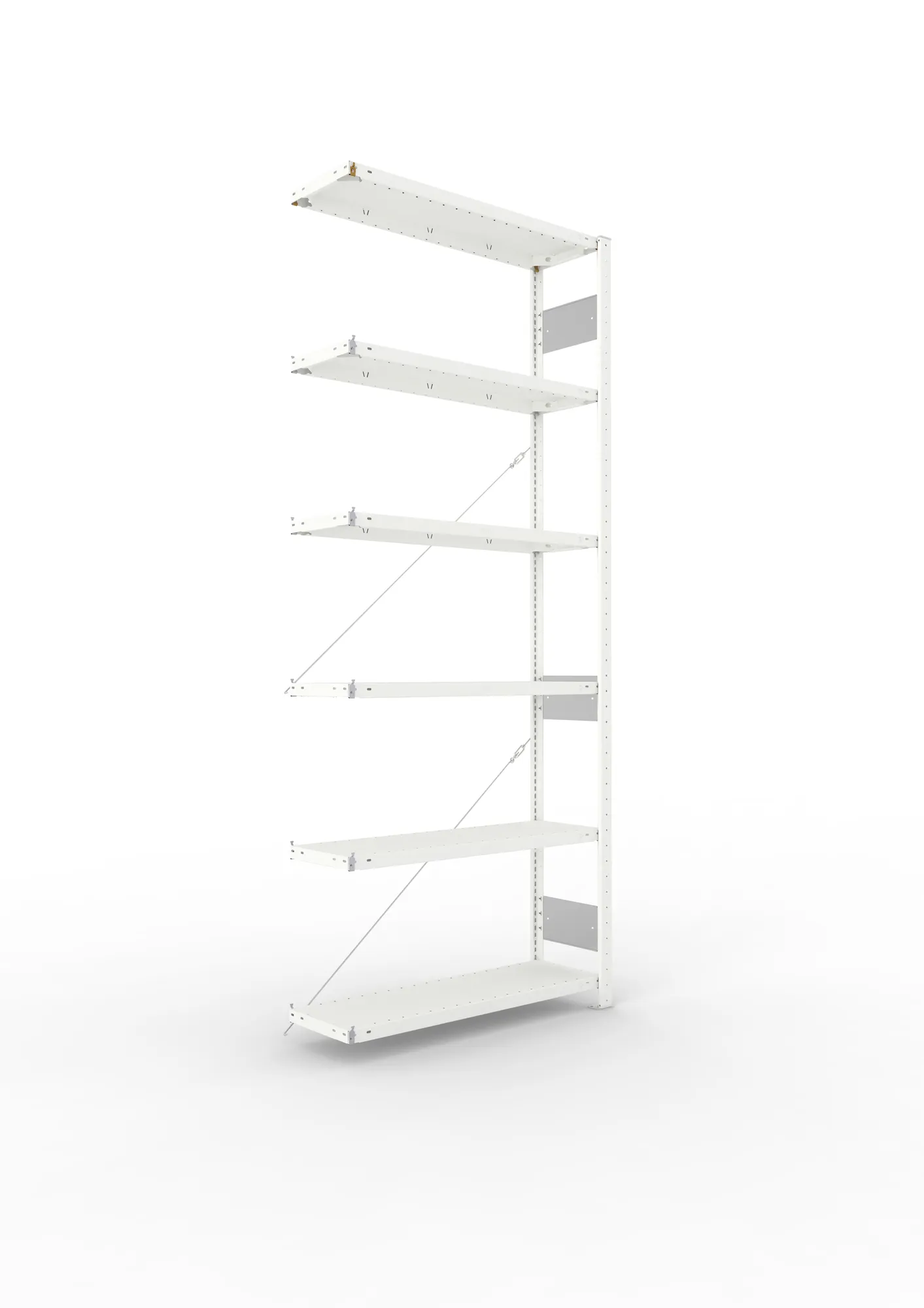 META CLIP S3 | Fachbodenregal | Anbauregal | 2500 x 1000 x 300 mm | Fachlast 150 kg | 5+1 Ebenen | RAL 7035