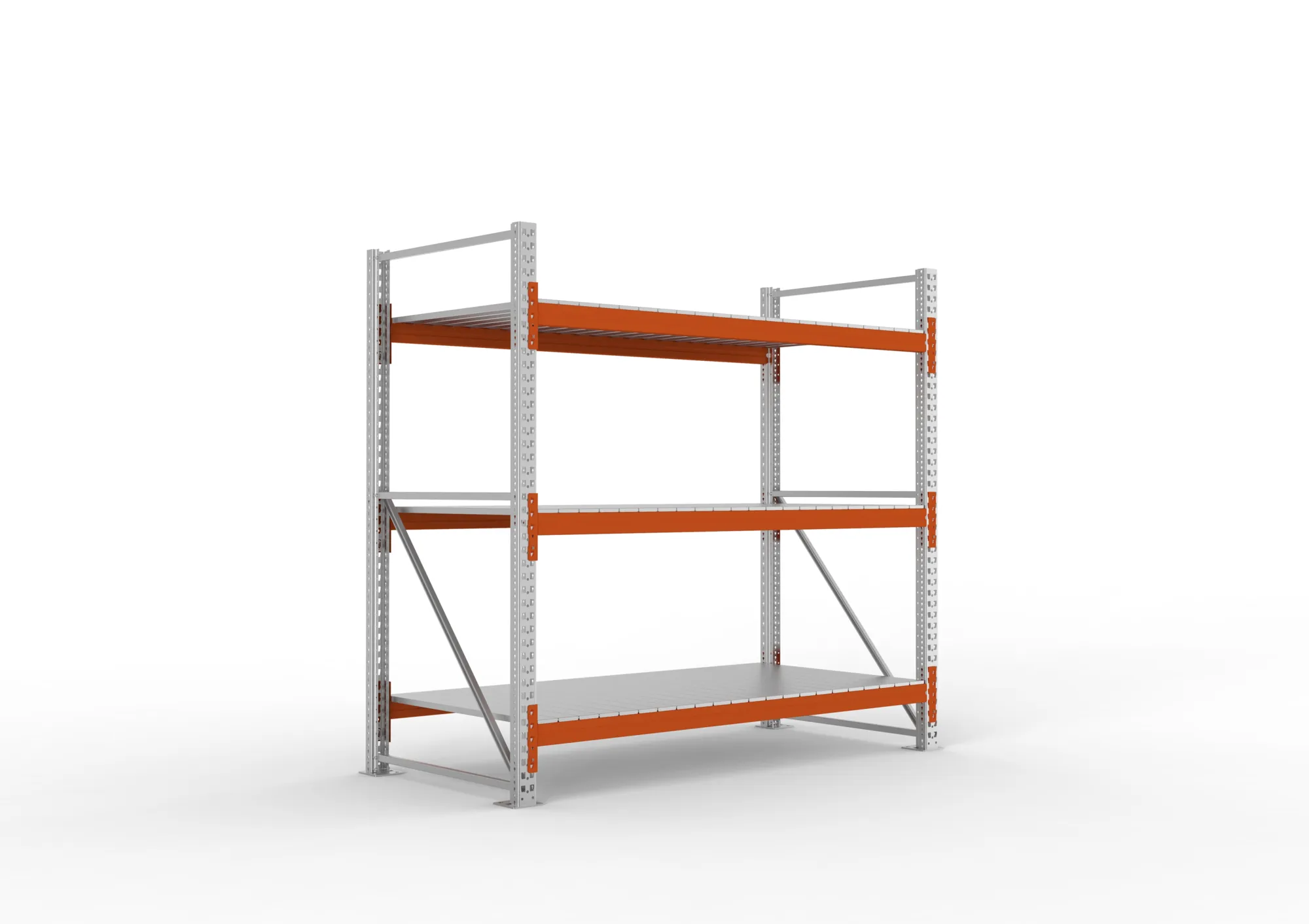 META MULTIPAL | Großfachregal | Grundregal | 2200 x 2225 x 1100 mm | Fachlast 1900 kg | 3 Ebenen | Stahlpaneele | verzinkt