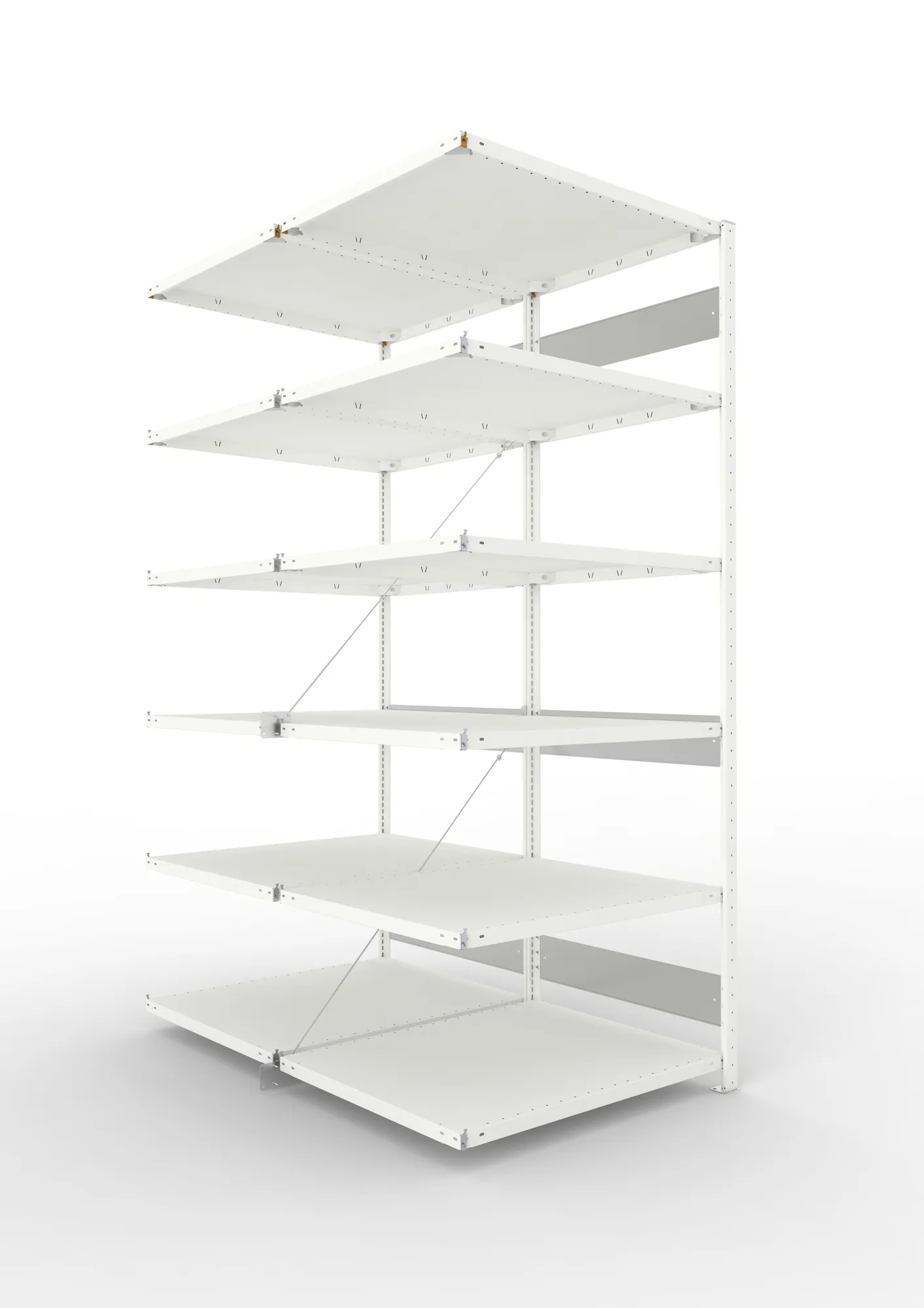 META CLIP S3 | Fachbodenregal | Doppel-Anbauregal | 2500 x 1000 x 800 mm | Fachlast 230 kg | 5+1 Ebenen | RAL 7035