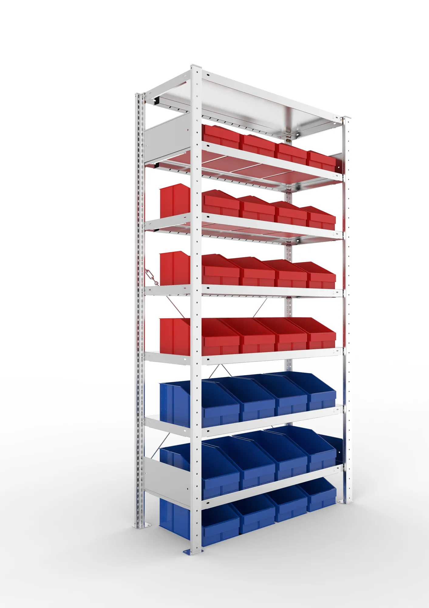Quick S3 shelv. St 2000 x 1000 x 400 pre-galv. wi th plastic bins